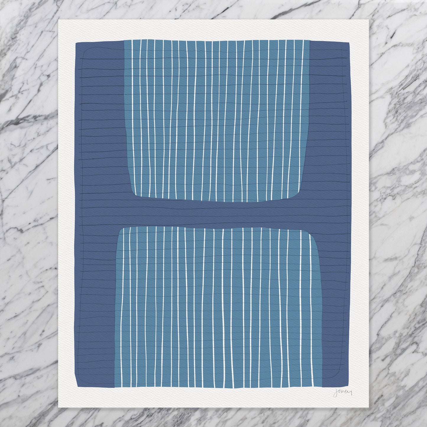 Blue Calming Abstract Art Print - Unframed or Framed - 190326