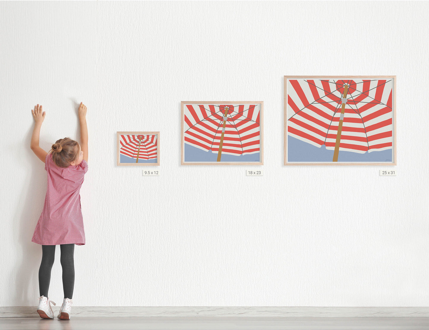 Coral Umbrella Art Print - Unframed or Framed - 240714