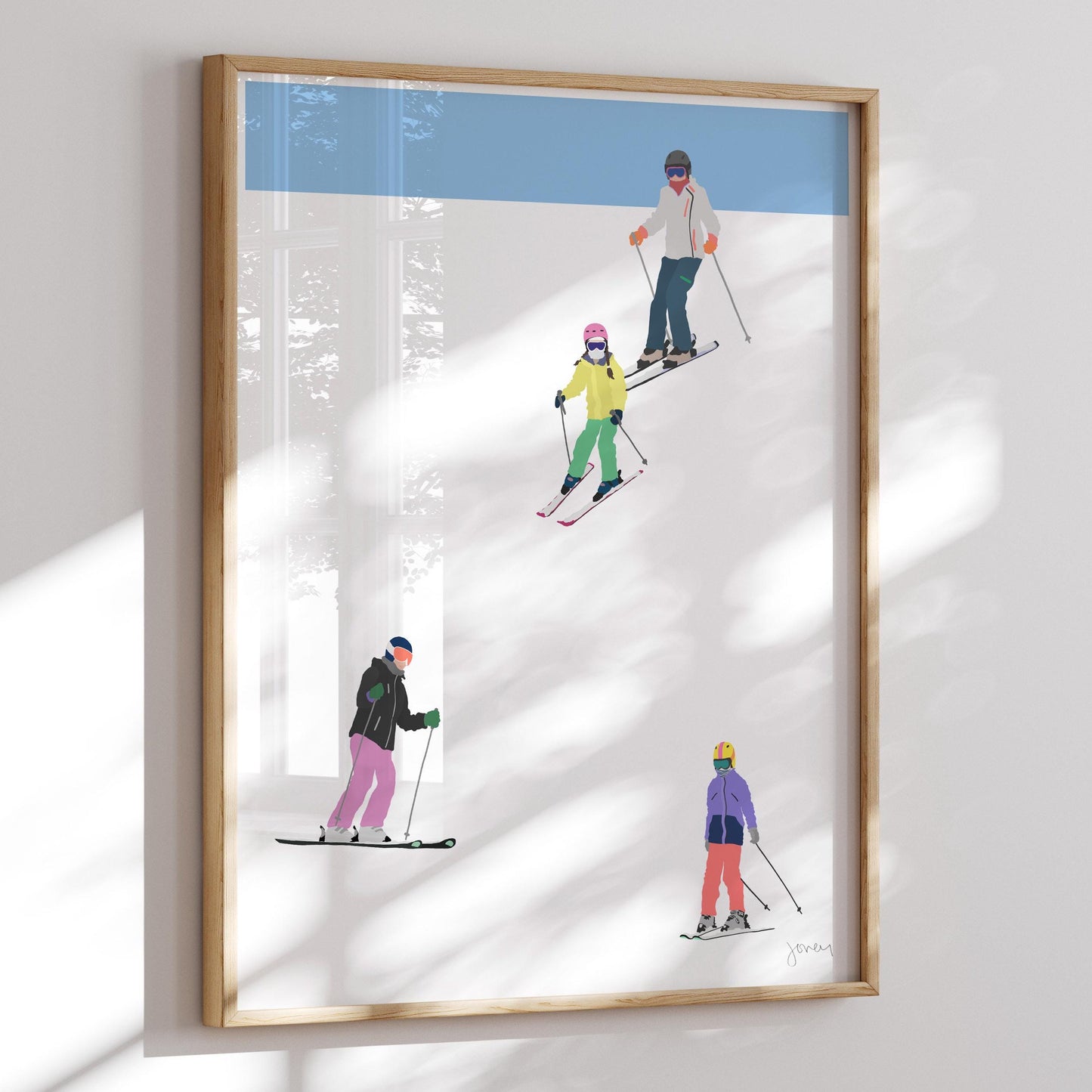Family Skiing Art Print - Unframed or Framed - 230106