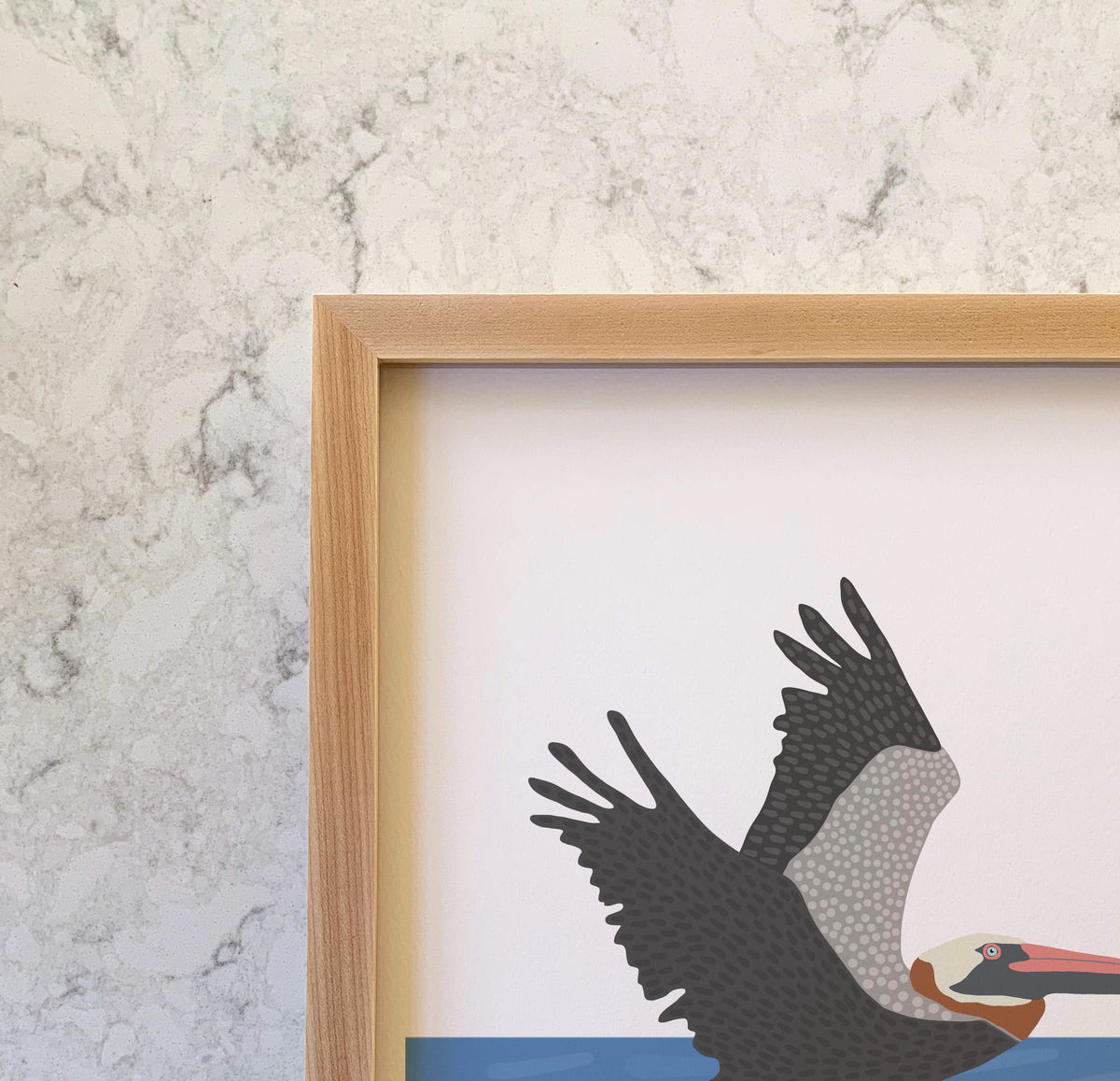Flying Pelican Wall Art, signed bird print - 260920