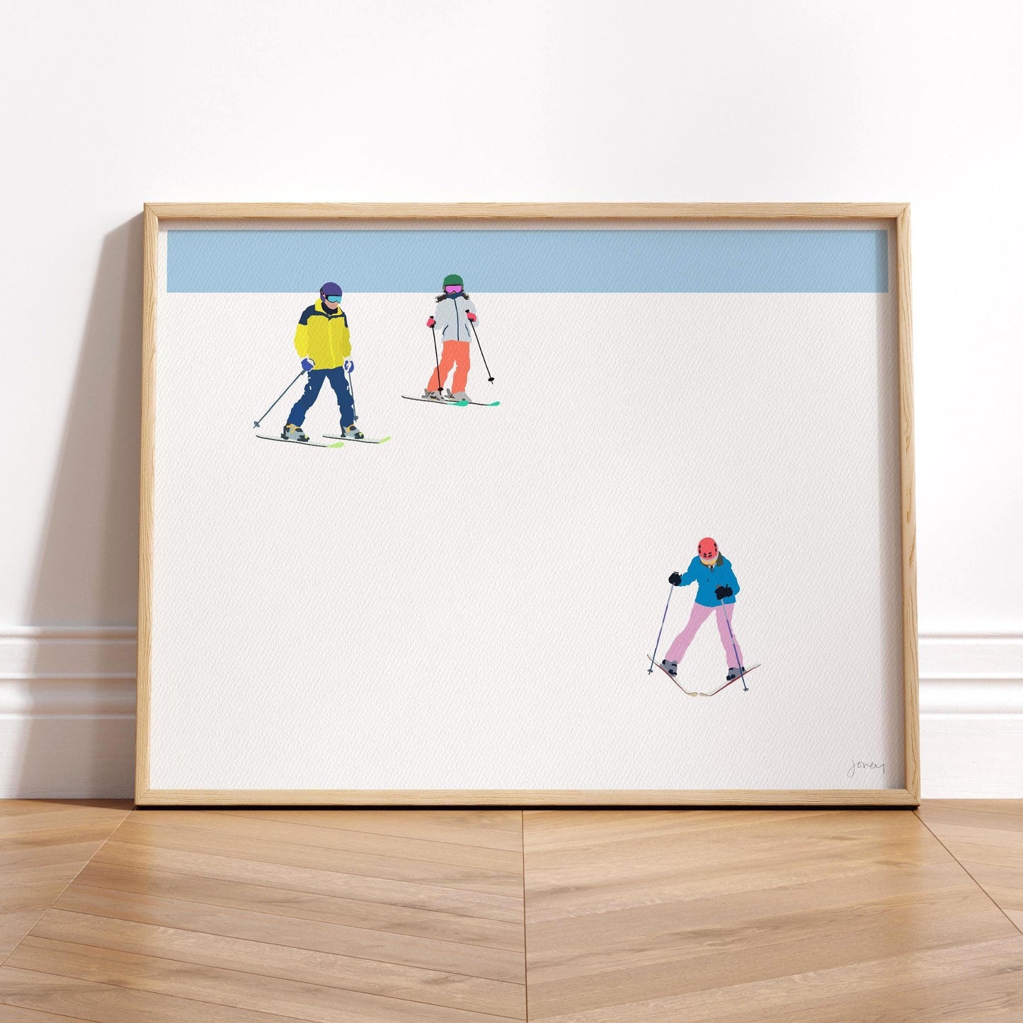 Ski Family Art Print -  Unframed or Framed - 220108