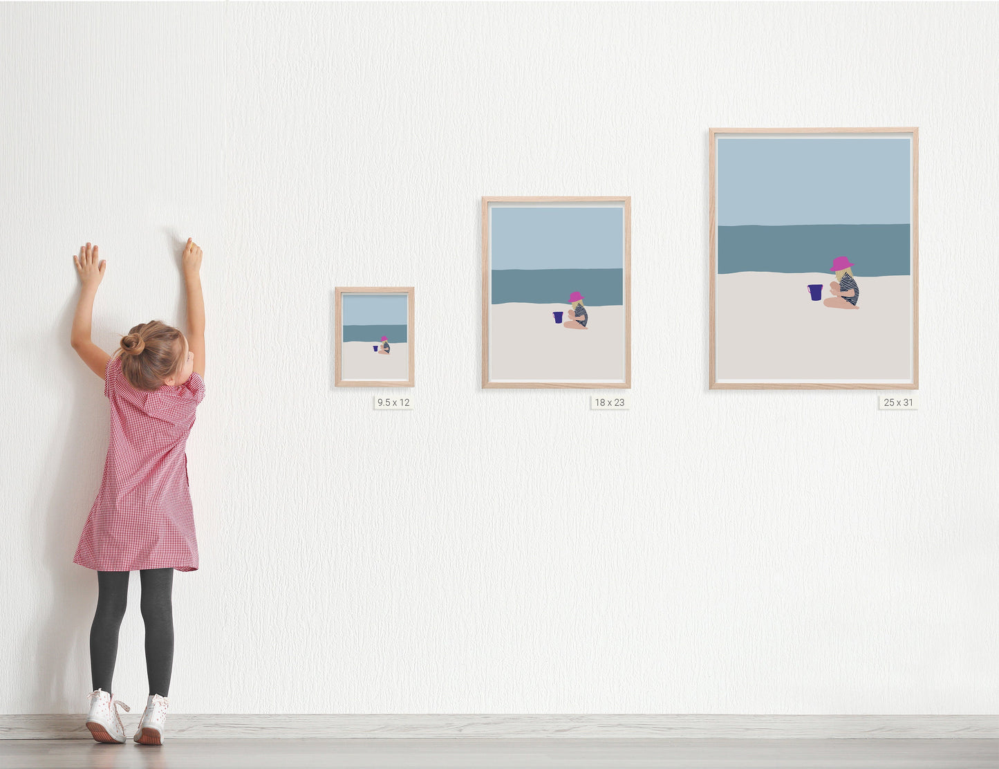 Girl with Beach Bucket Art Print - Unframed or Framed - 130618