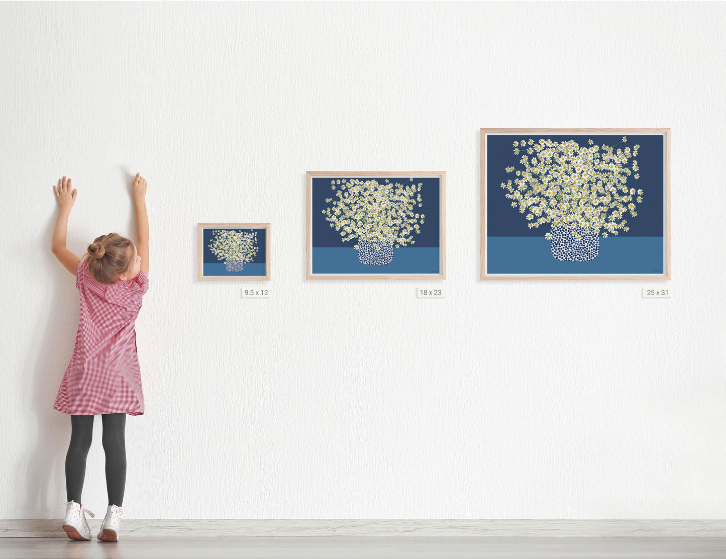 Chamomile Landscape Still Life Art Print - Framed or Unframed - 250305