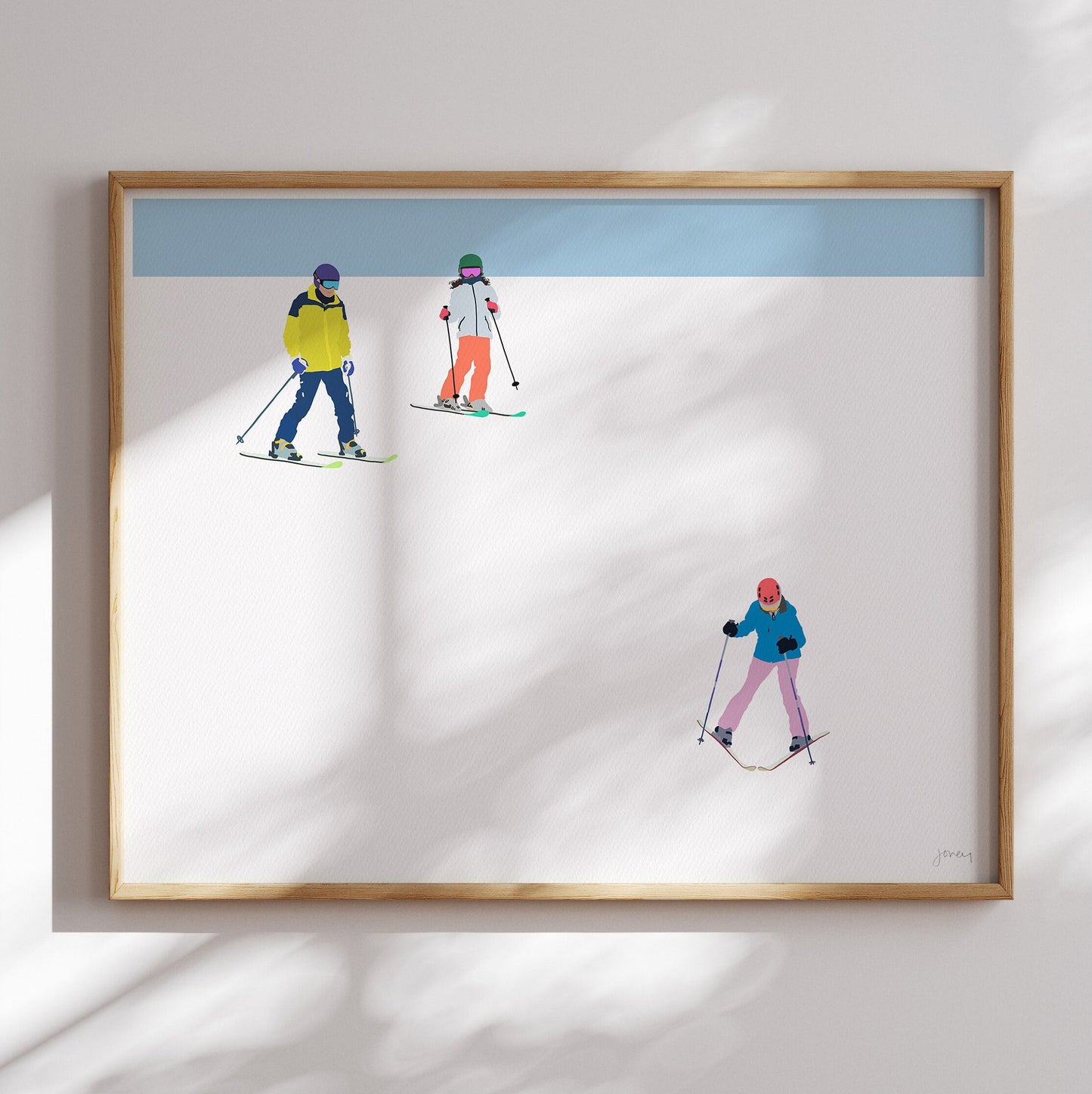 Ski Family Art Print -  Unframed or Framed - 220108