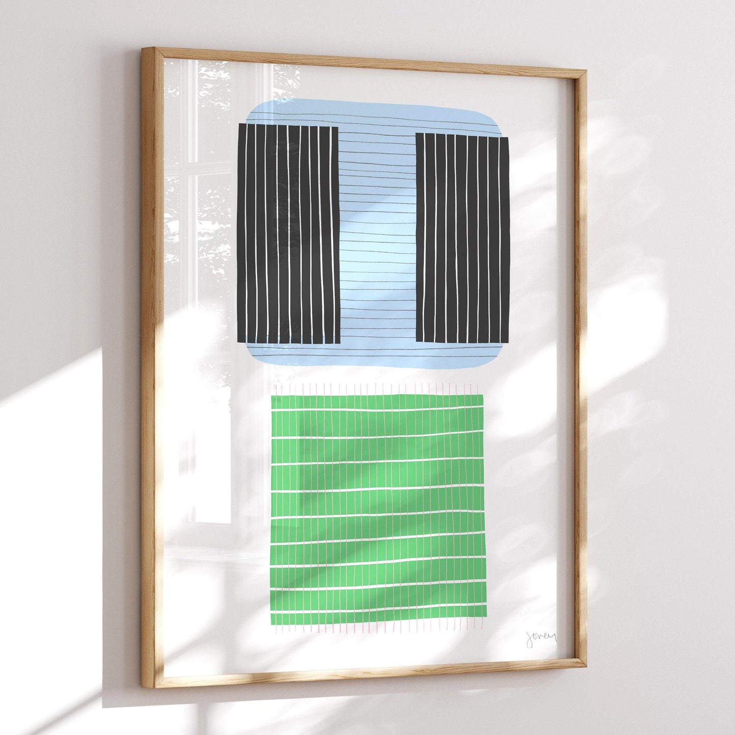 Blue and Green Abstract Art Print- Unframed or Framed - 190705