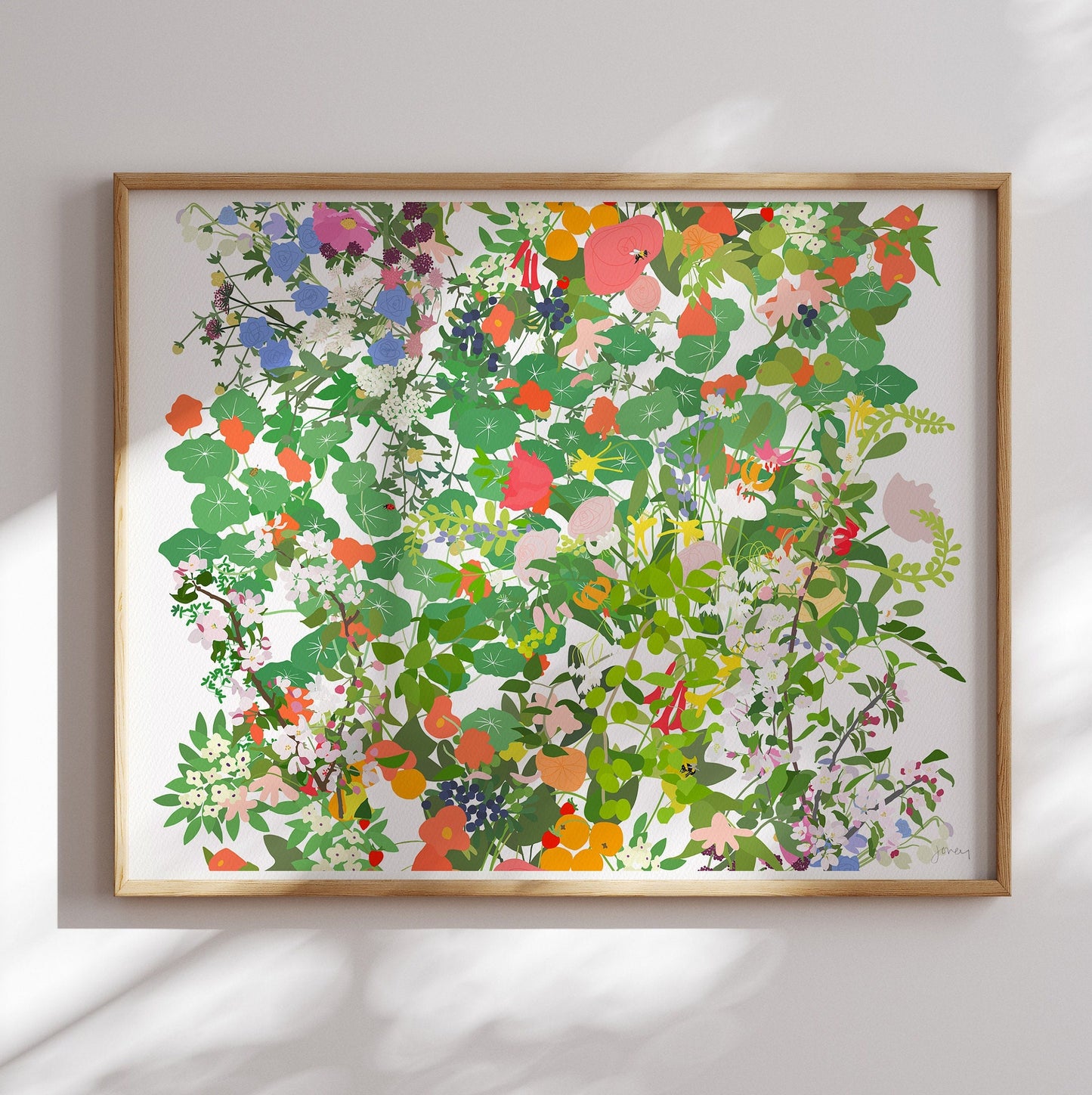 Nasturtiums Mille Fleur  Art Print - Unframed or Framed - 210510