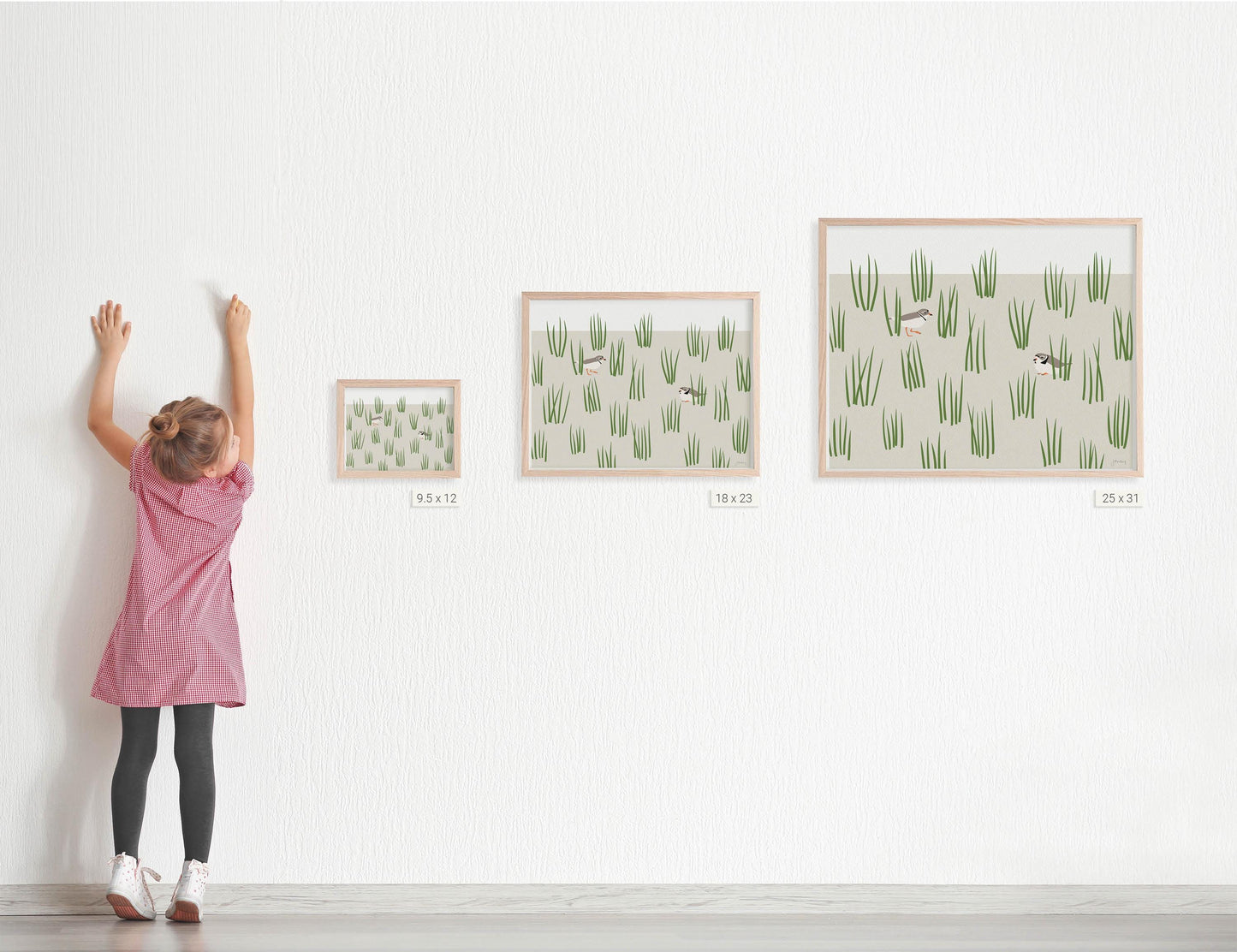 Plovers in Grass Dunes Art Print - Unframed or Framed - 250124