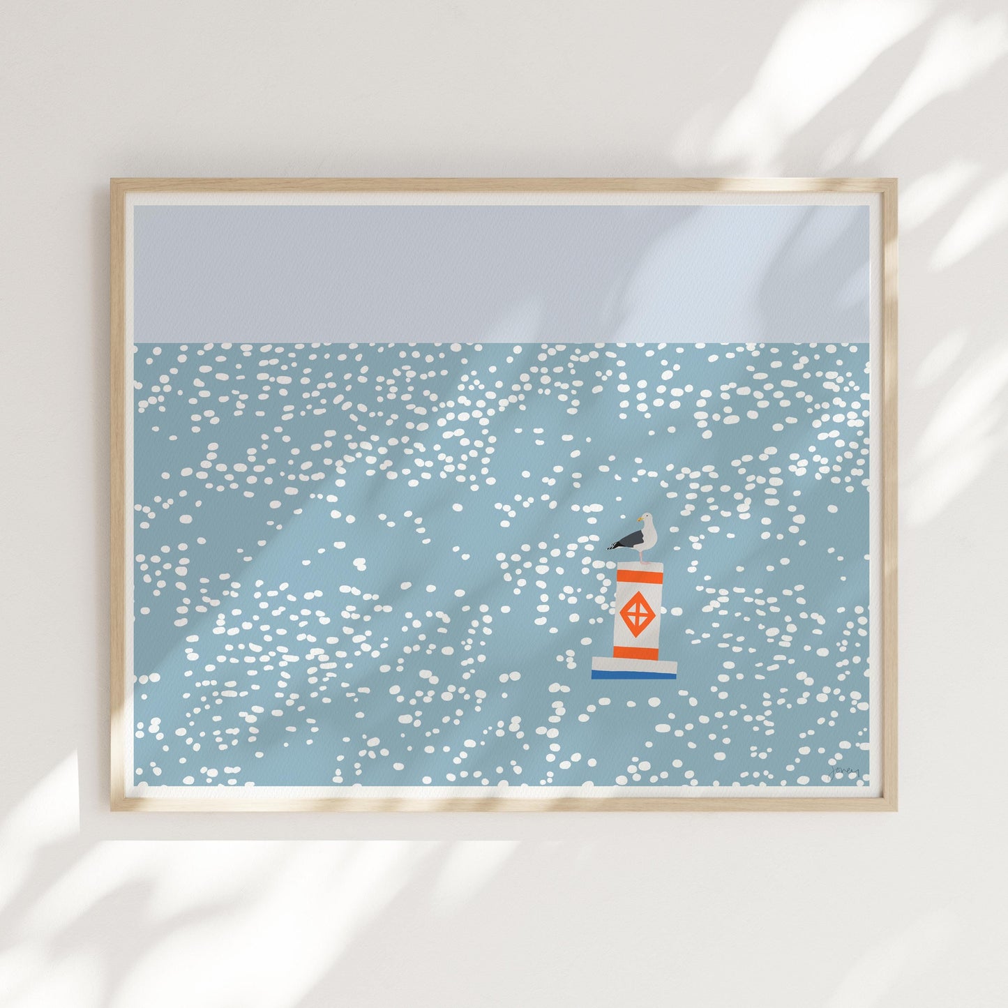 Seagull on Sparkling Water Landscape Art Print - Unframed or Framed - 230625