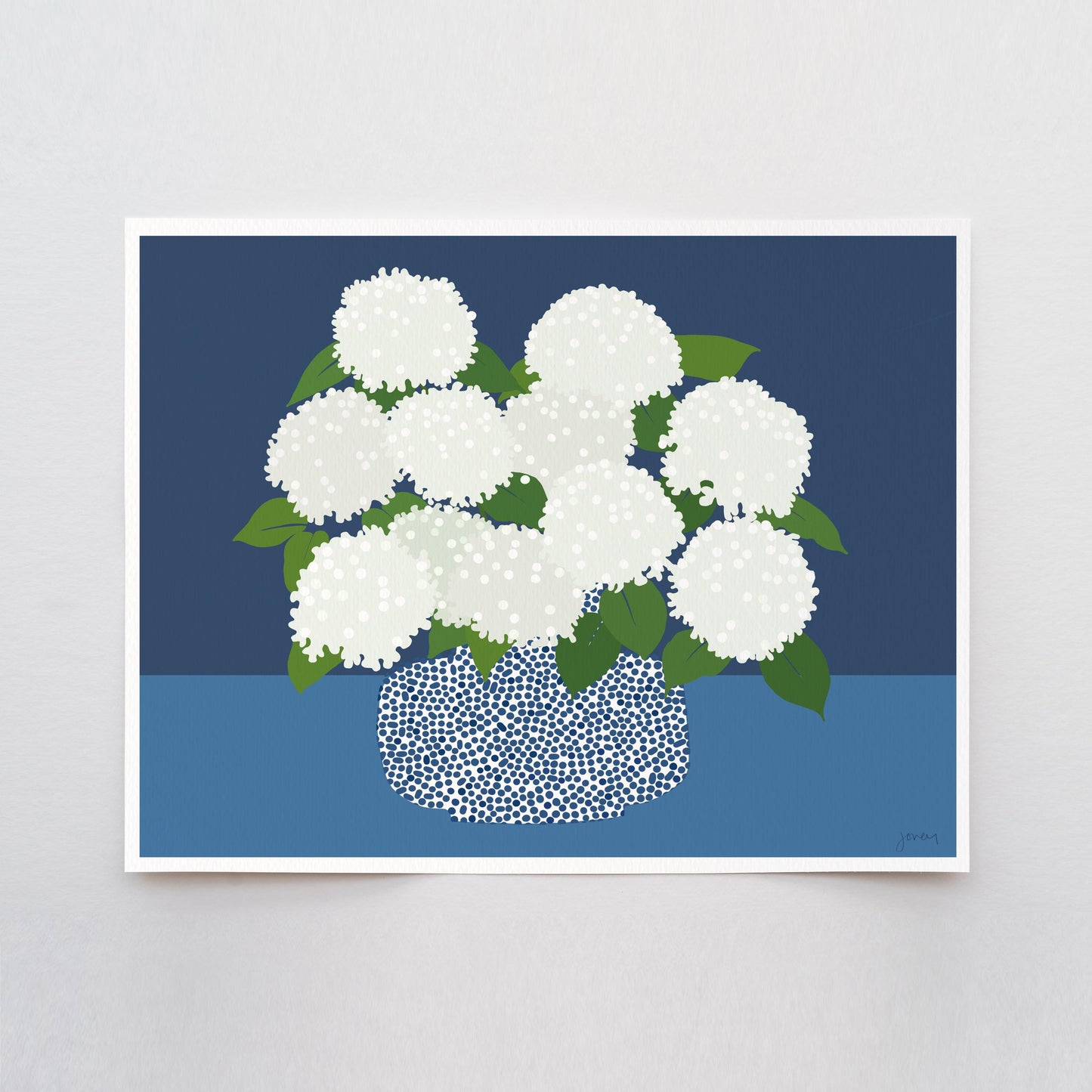 White Hydrangea Art Print - Signed by Jorey Hurley - Floral Decor - 250727