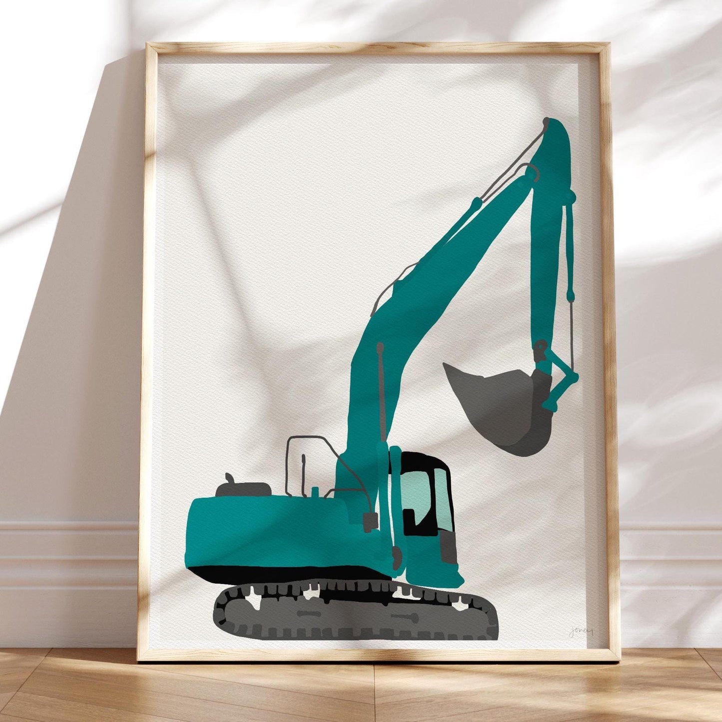 Excavator Art Print - Unframed or Framed - Kids Room Wall Art - 130902