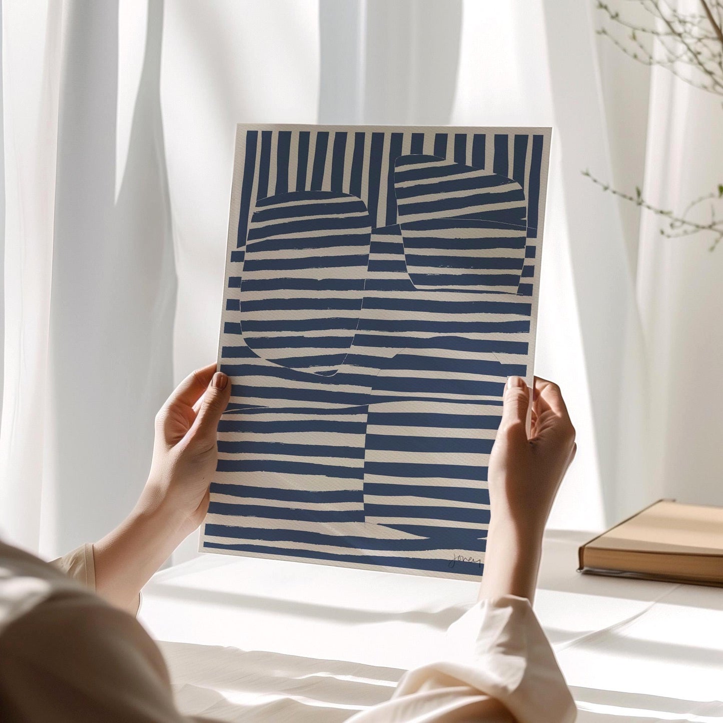 Striped Blue Abstract Art Print - Unframed or Framed - 170905