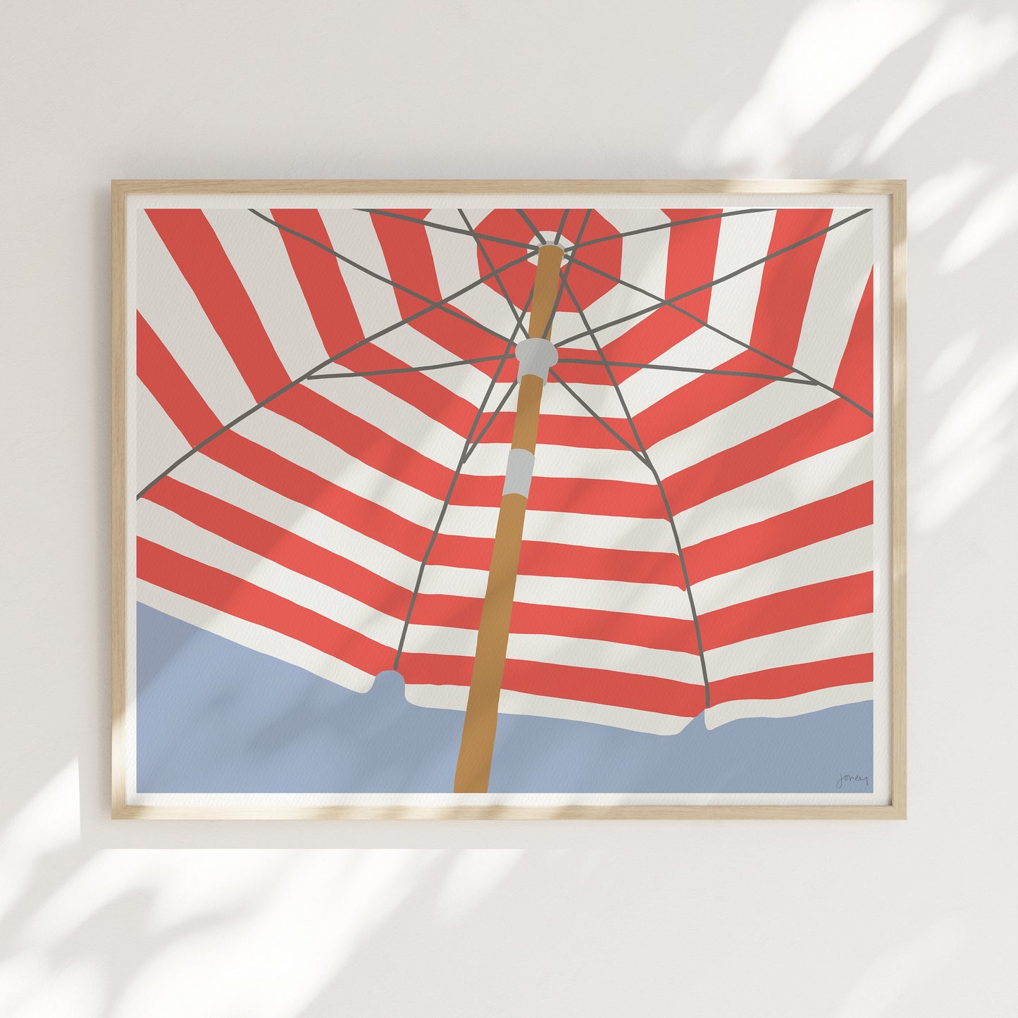 Coral Umbrella Art Print - Unframed or Framed - 240714