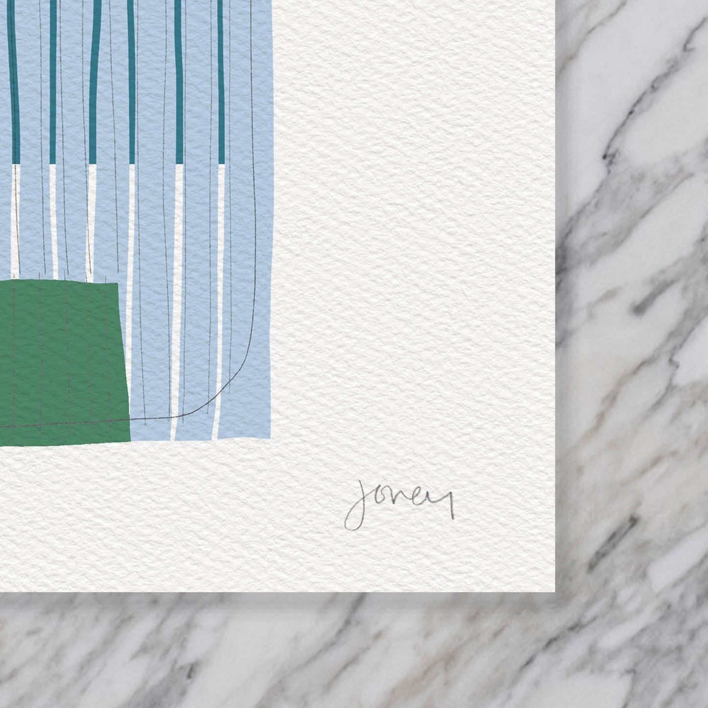 Blue and Green Squares Abstract Art Print - Unframed or Framed - 190406