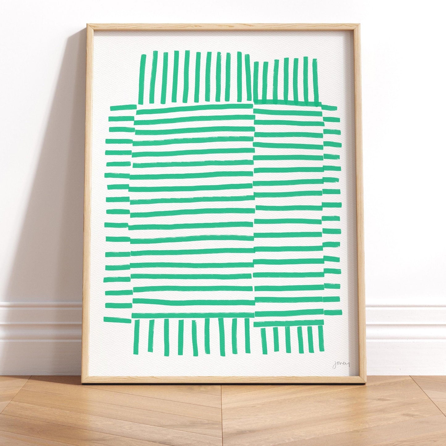 Green Striped Art Print - Unframed or Framed - Abstract Wall Art - 181113