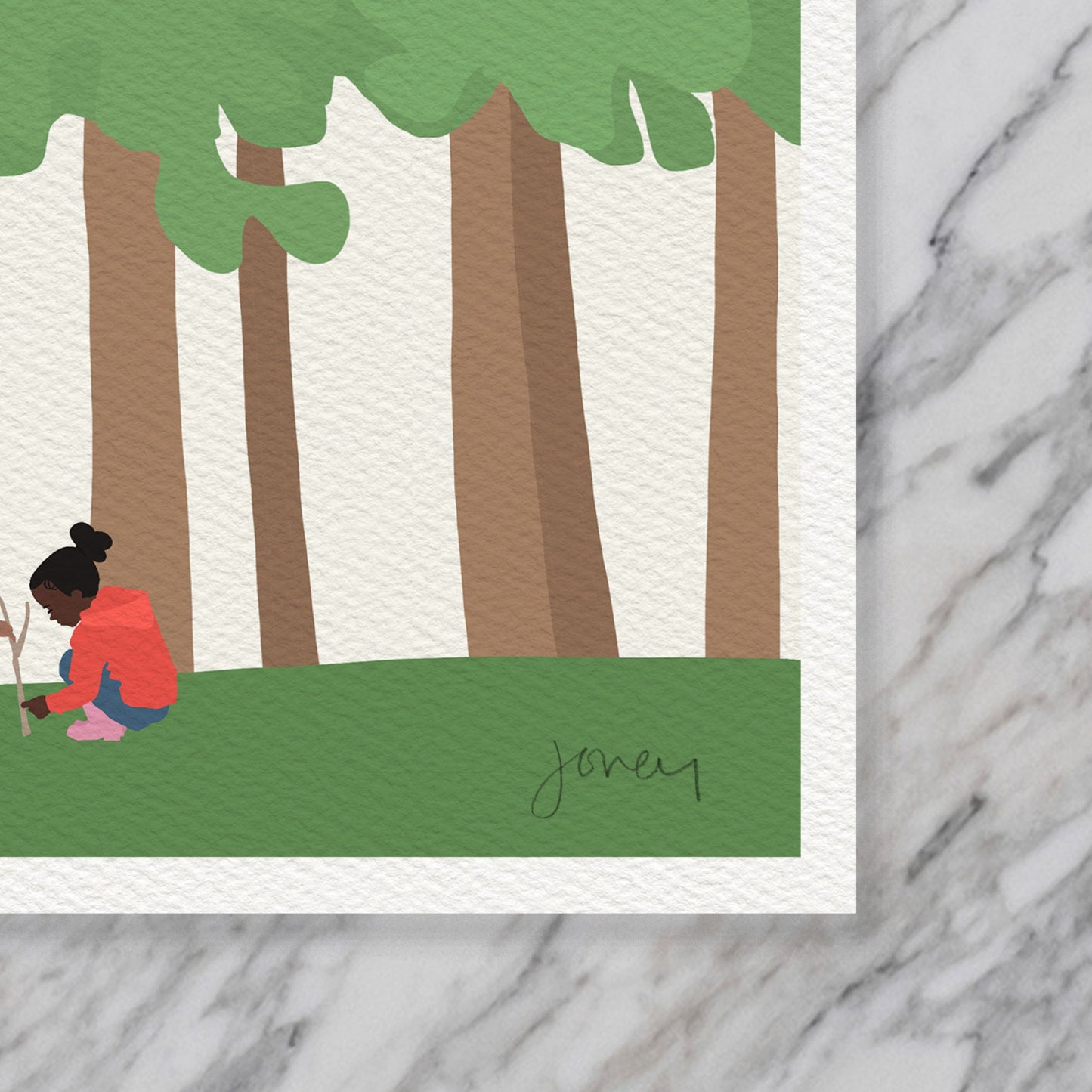 Kids Playing in the Woods Art Print - Unframed or Framed - 200819