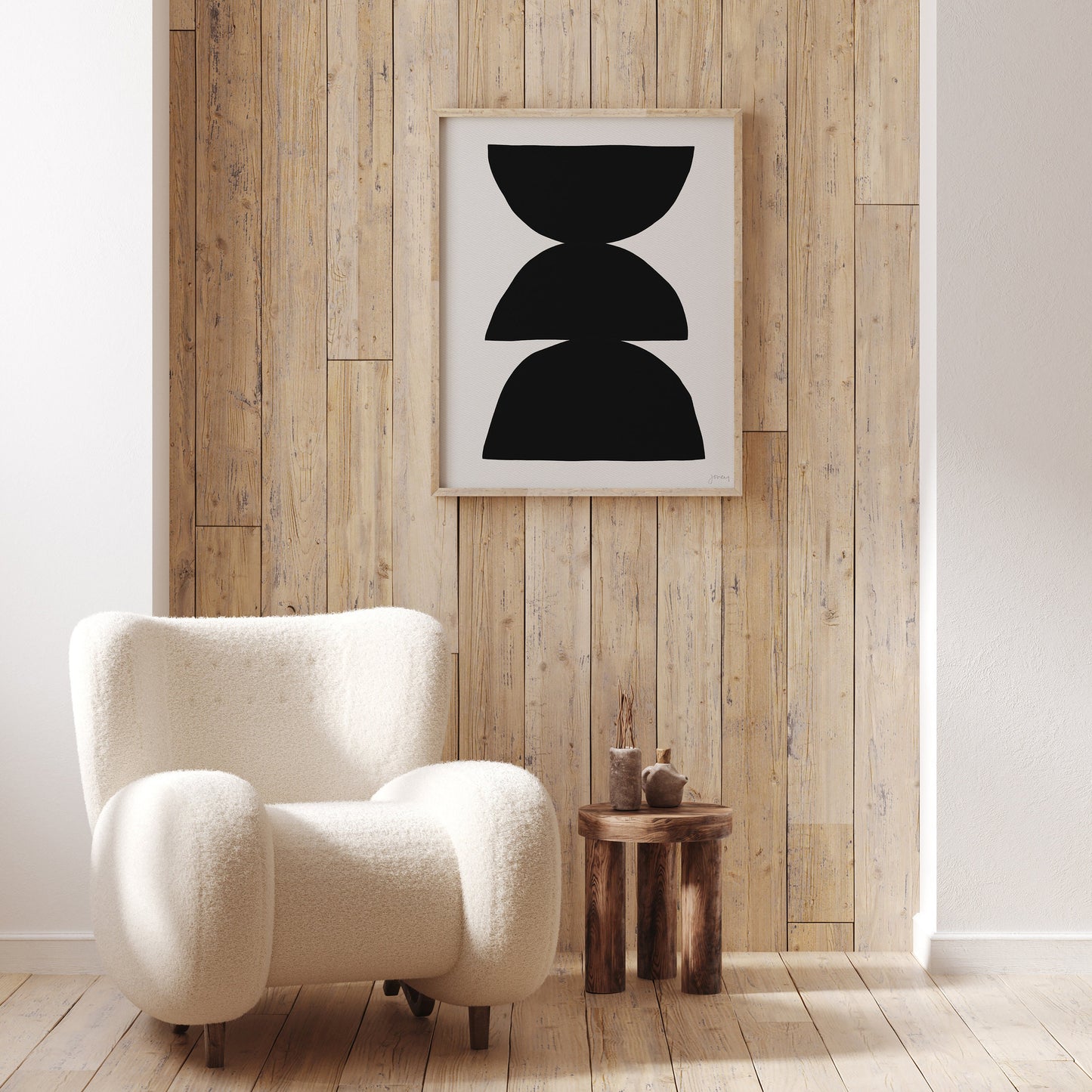 Black Shapes Abstract Art Print - Unframed or Framed - 200730