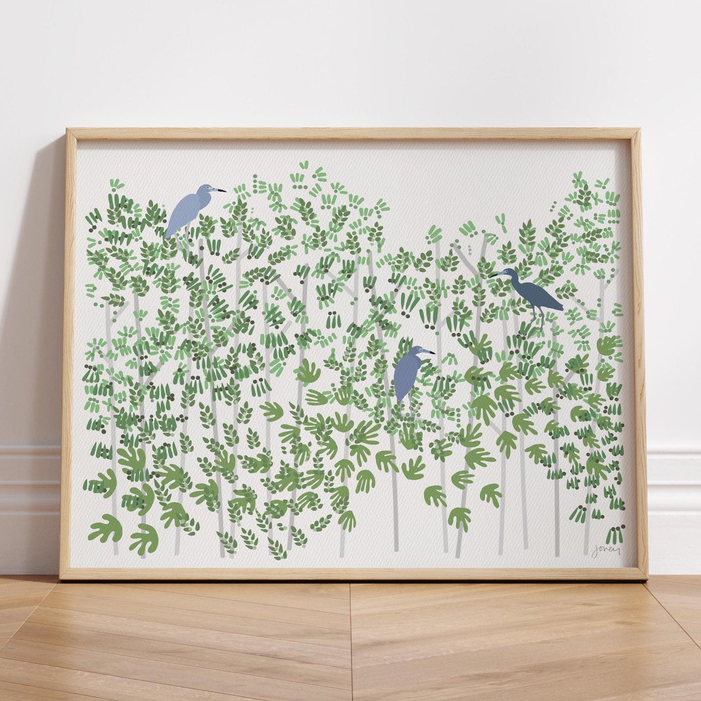 Mangrove with Little Blue Herons Art Print - Unframed or Framed - 250112