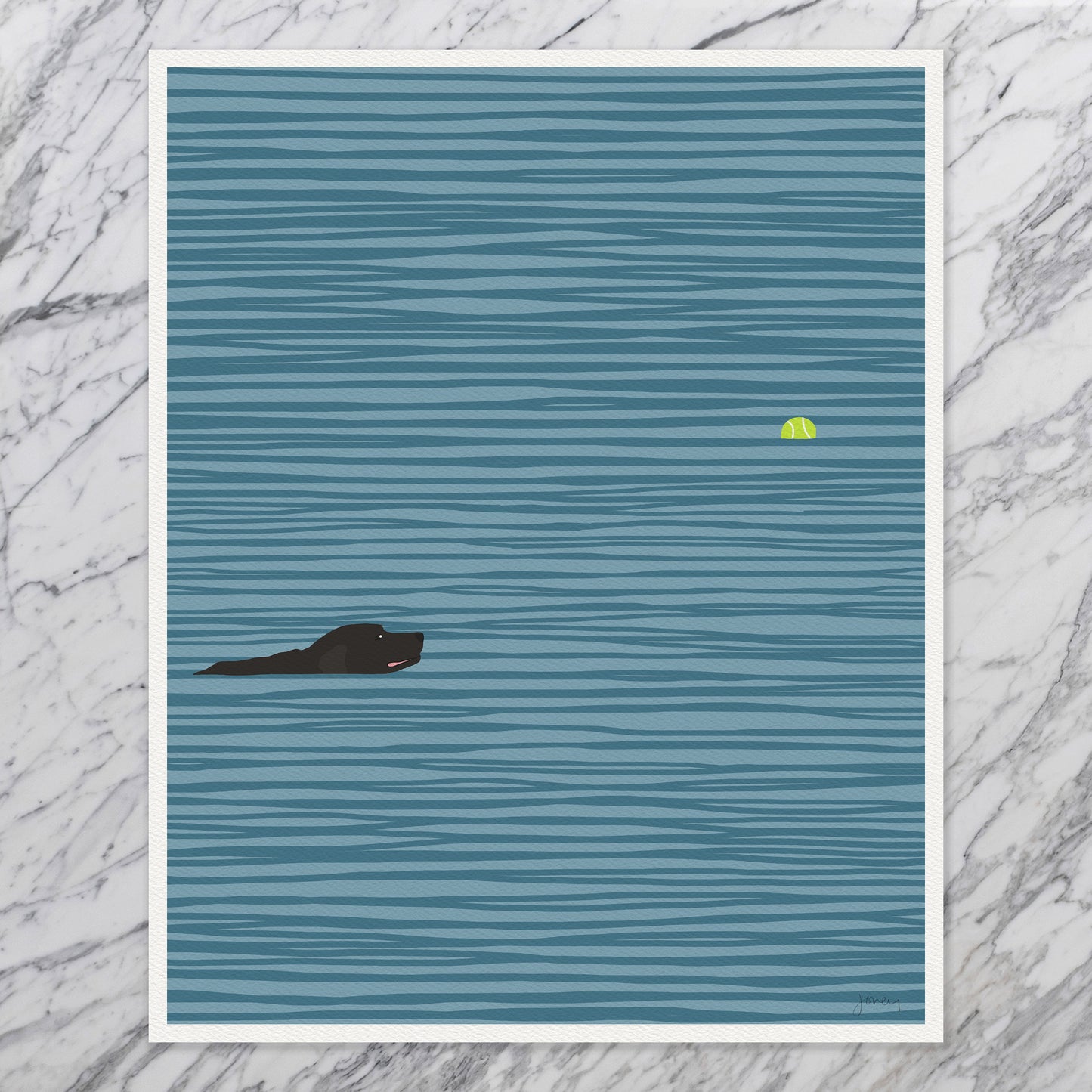 Black Labrador Swimming Art Print - Unframed or Framed - 140306