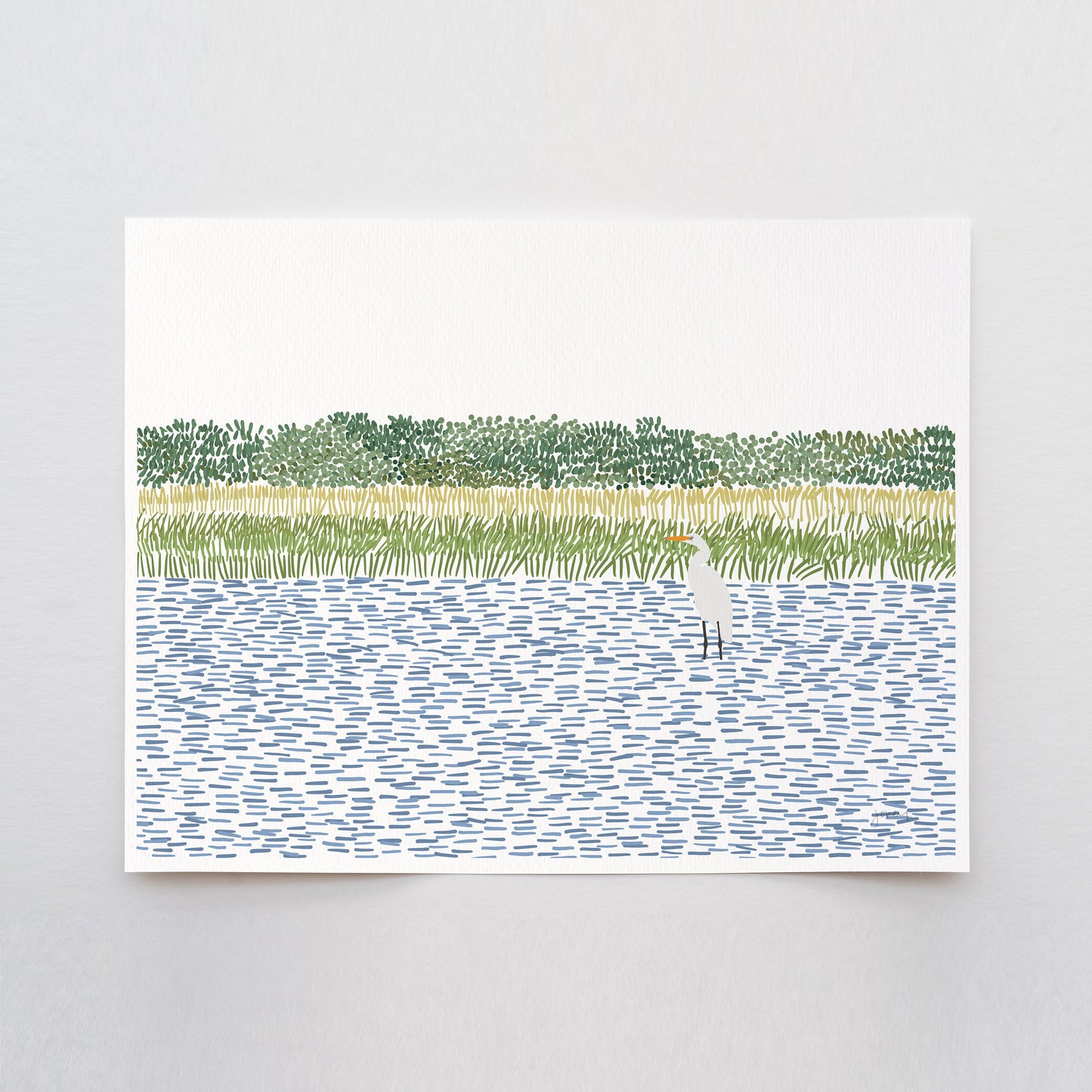 Egret in Wetlands Art Print - Unframed or Framed - 210806