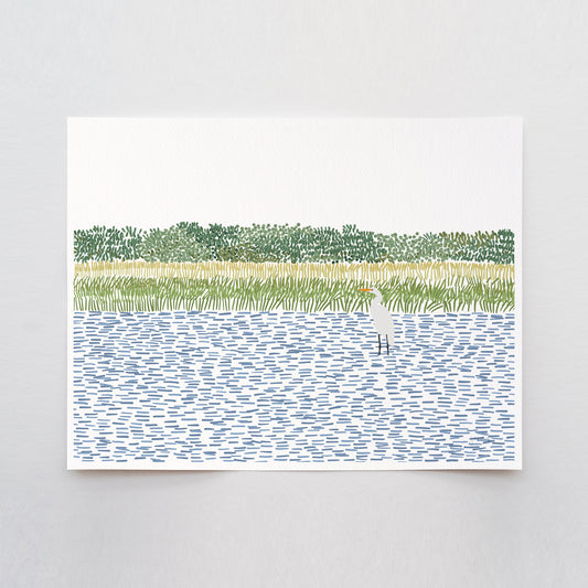 Egret in Wetlands Art Print - Unframed or Framed - 210806
