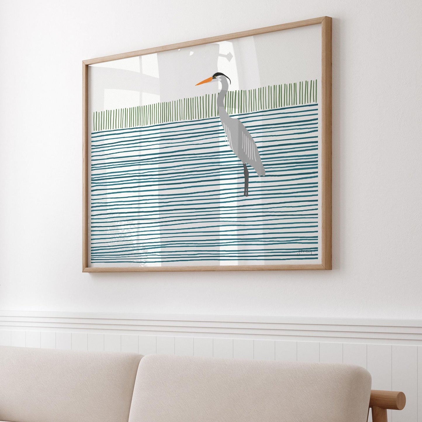 Great Blue Heron Abstract Art Print - Unframed or Framed - 250401