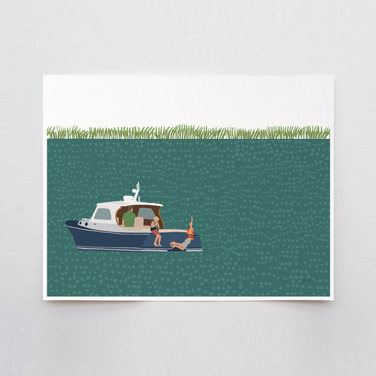 Jump off a Boat Art Print - Unframed or Framed - 211029