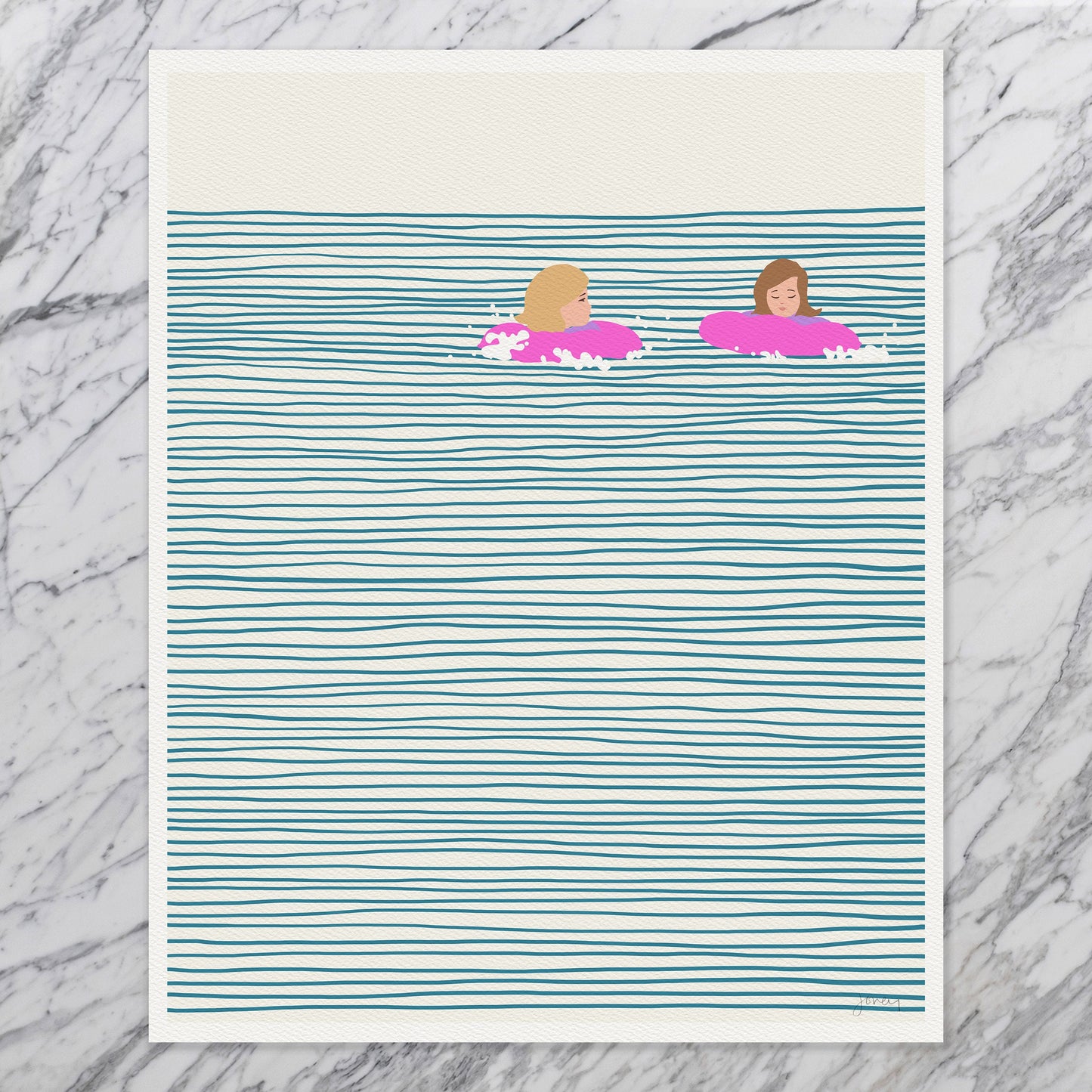 Girls in Pink Floaties Art Print - Unframed or Framed - 130809