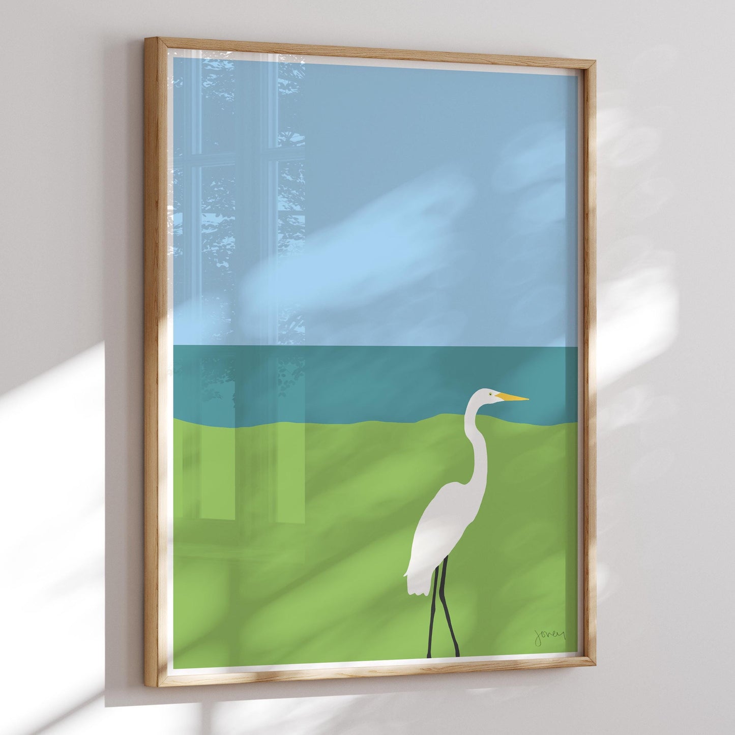 Crissy Field Great Egret Art Print - Unframed or Framed - 130402