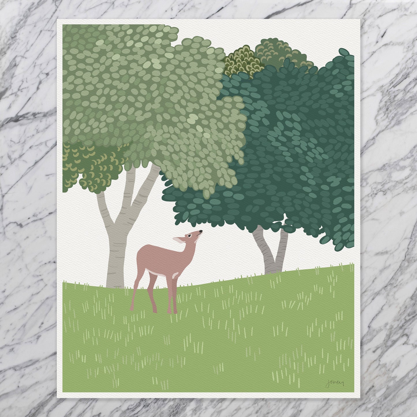 Deer in Forest Art Print - Unframed or Framed - 240225