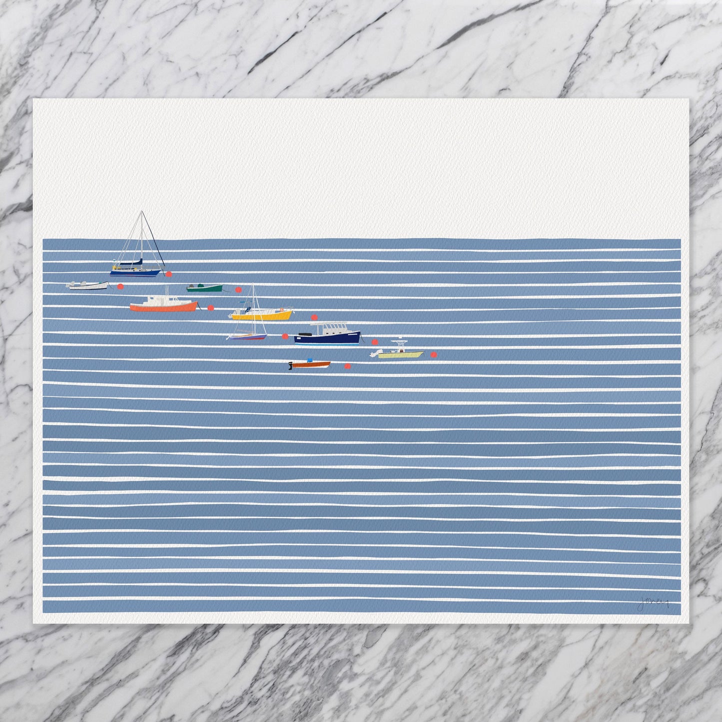 Harbor Moorings Art Print - Unframed or Framed - 250629