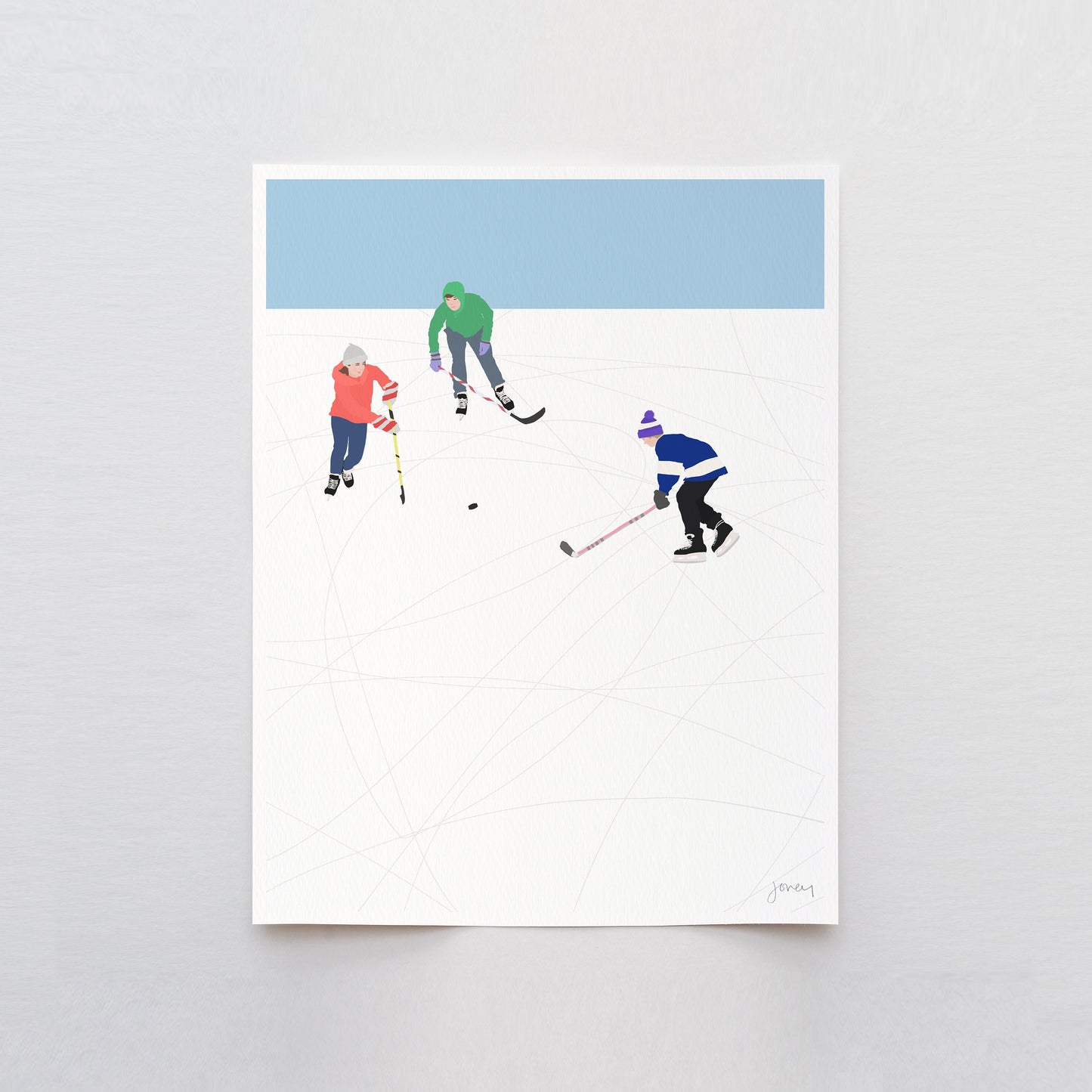 Pond Hockey Art Print - Unframed or Framed - 230210