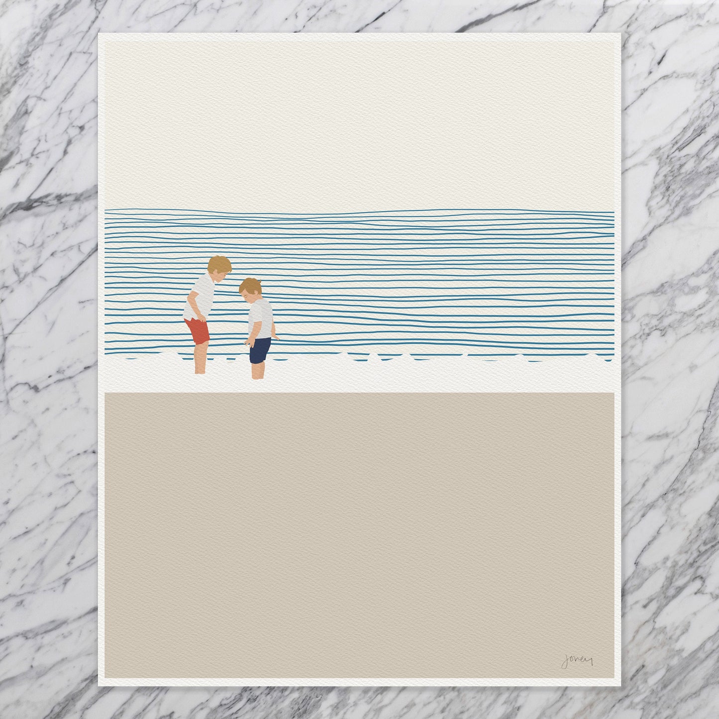Brothers on the Beach Art Print - Unframed or Framed - 140619