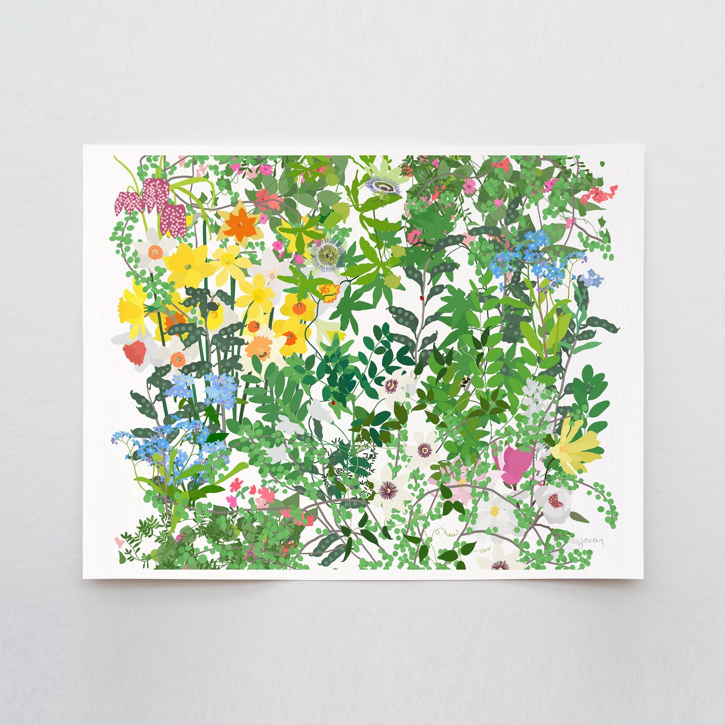 Mille Fleurs with Daffodils Art Print - Unframed or Framed - 210517