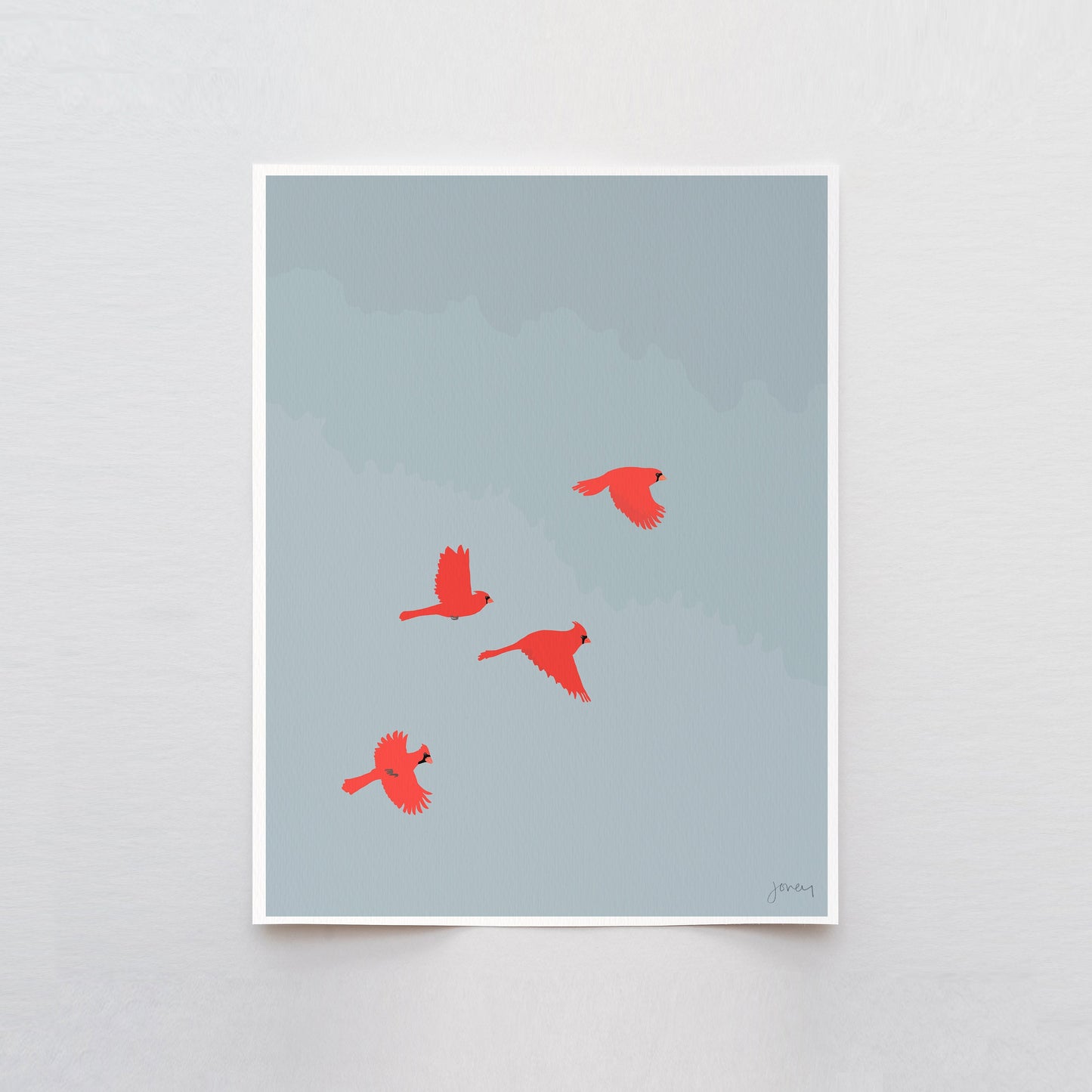 Four Flying Cardinals Art Print - Unframed or Framed - 231202