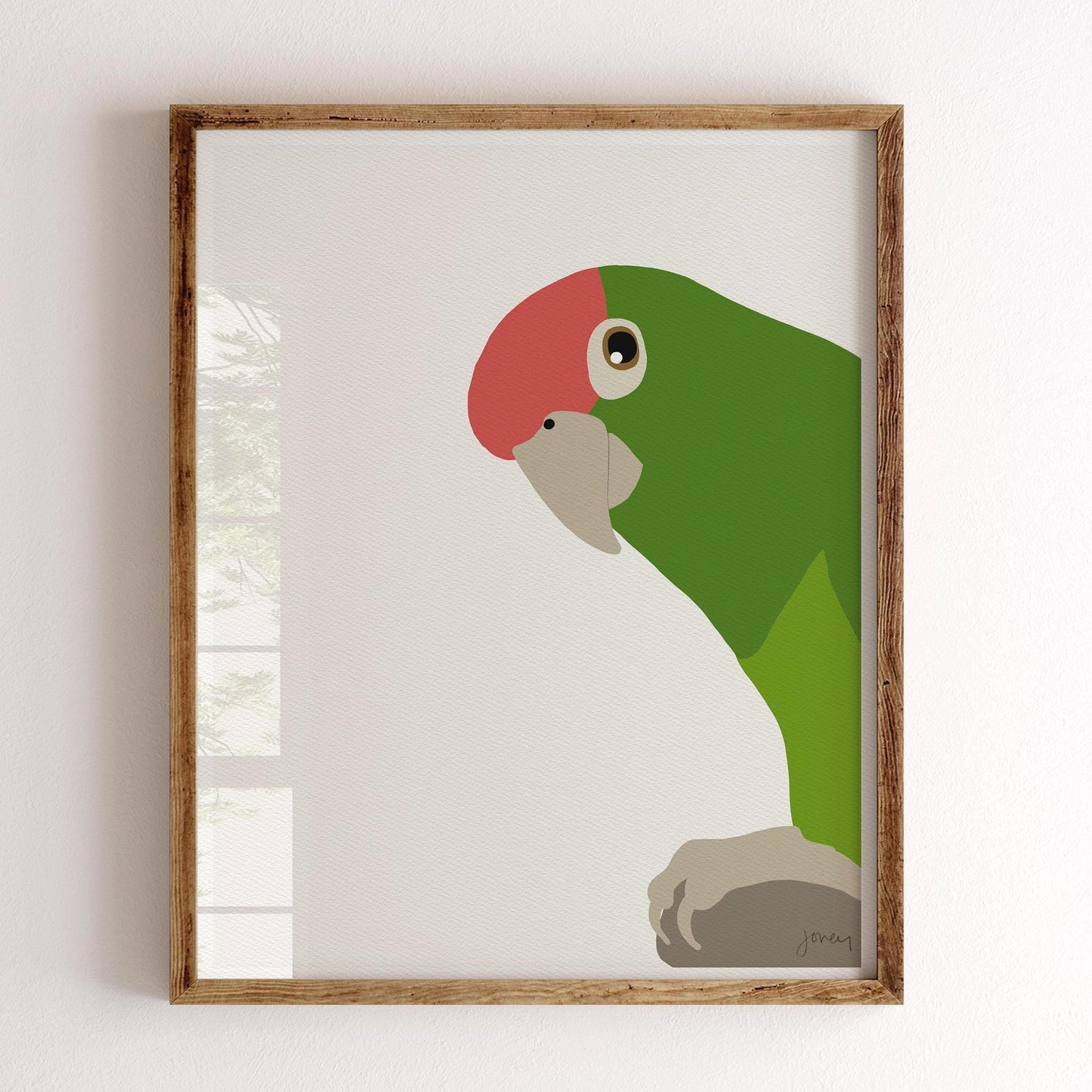 Red-headed Parrot Art Print - Unframed or Framed - 140903