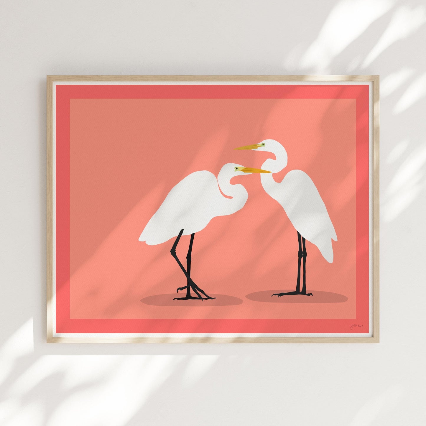 Two Coral Egrets Art Print – Signed by Jorey Hurley - 260222