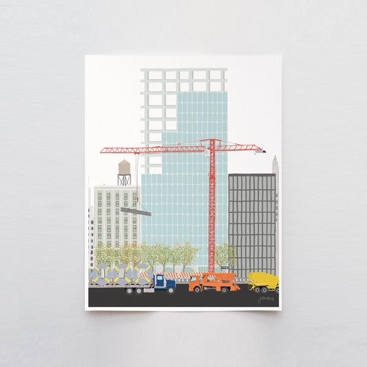 Skyscraper Construction Art Print - Signed Jorey Hurley Illustration - 171024