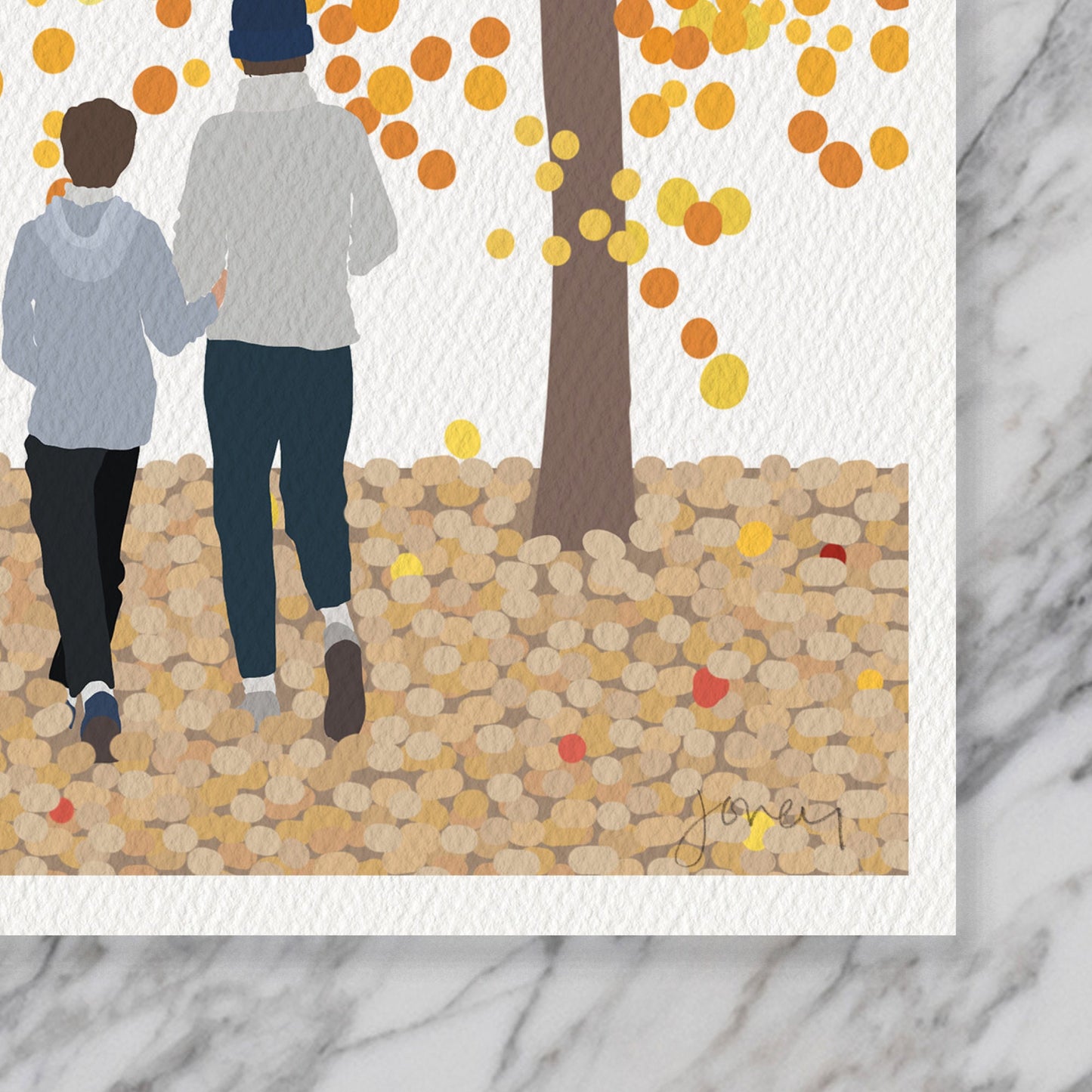 Fall Foliage Hike Art Print - Unframed or Framed - 211205