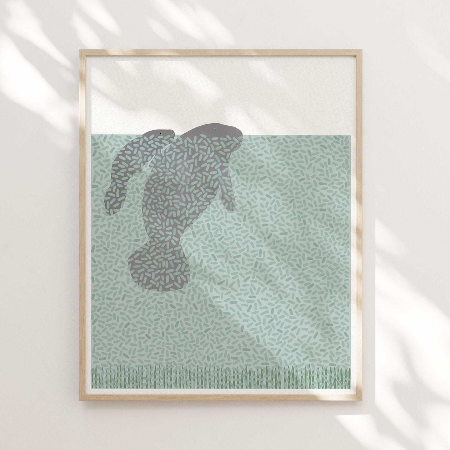 Manatee and Calf Art Print - Unframed or Framed - 250122