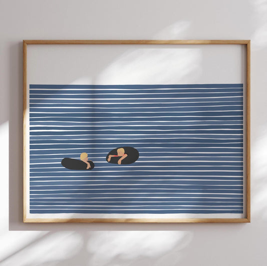 Boys in Inner Tubes Art Print - Unframed or Framed - 220917