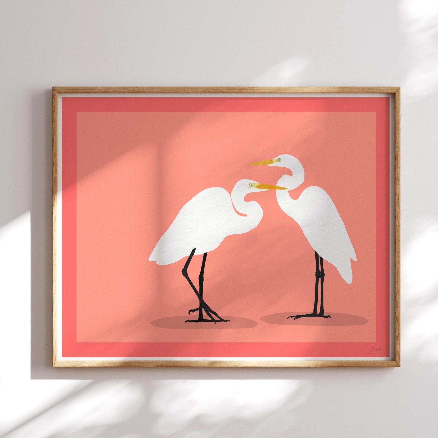 Two Coral Egrets Art Print – Signed by Jorey Hurley - 260222