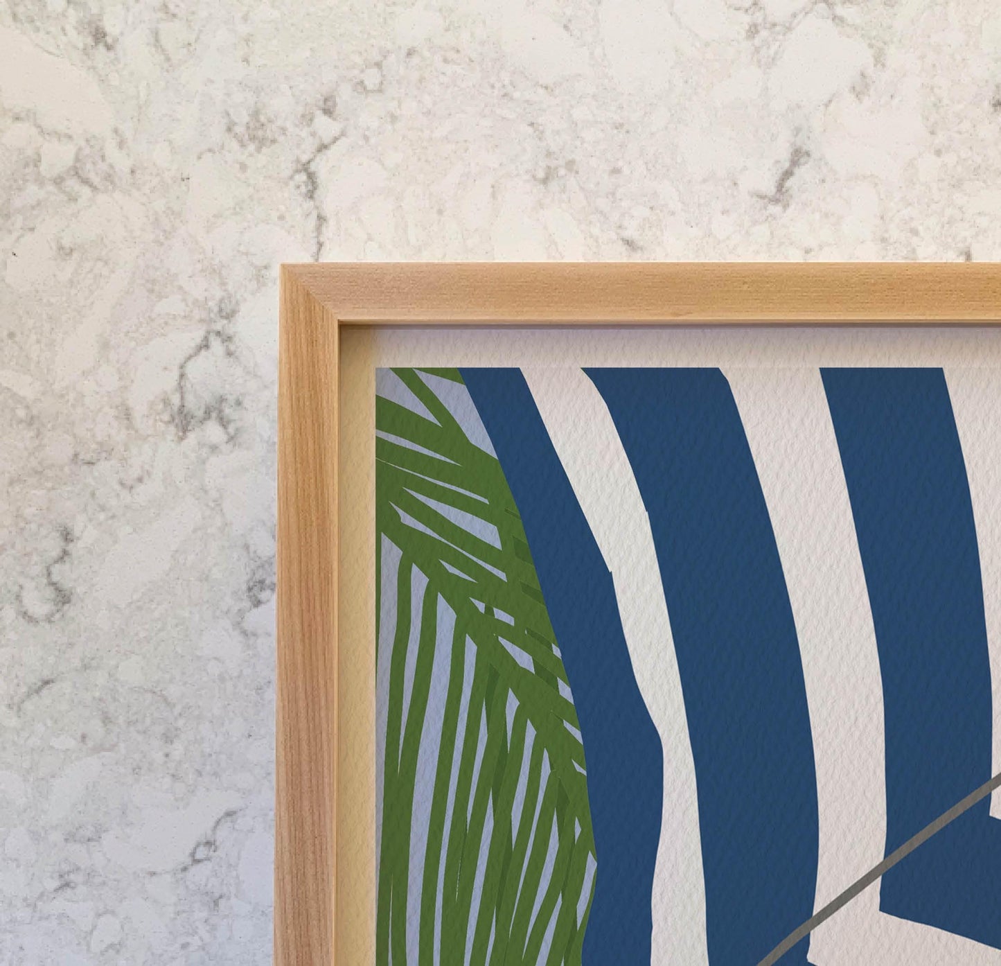 Palm Frond and Umbrella Art Print - Unframed or Framed - 250128