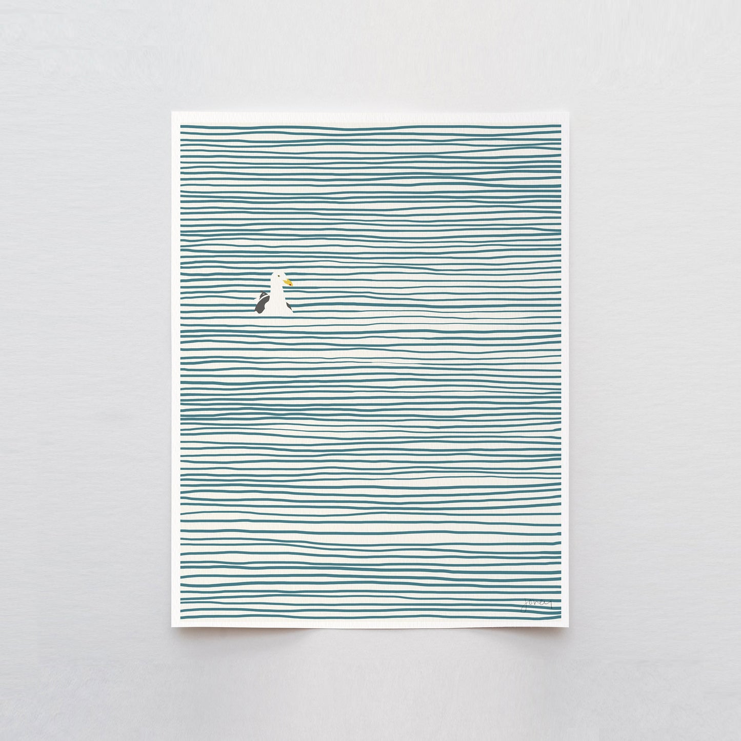 Seagull on Striped Water Art Print - Unframed or Framed - 130324