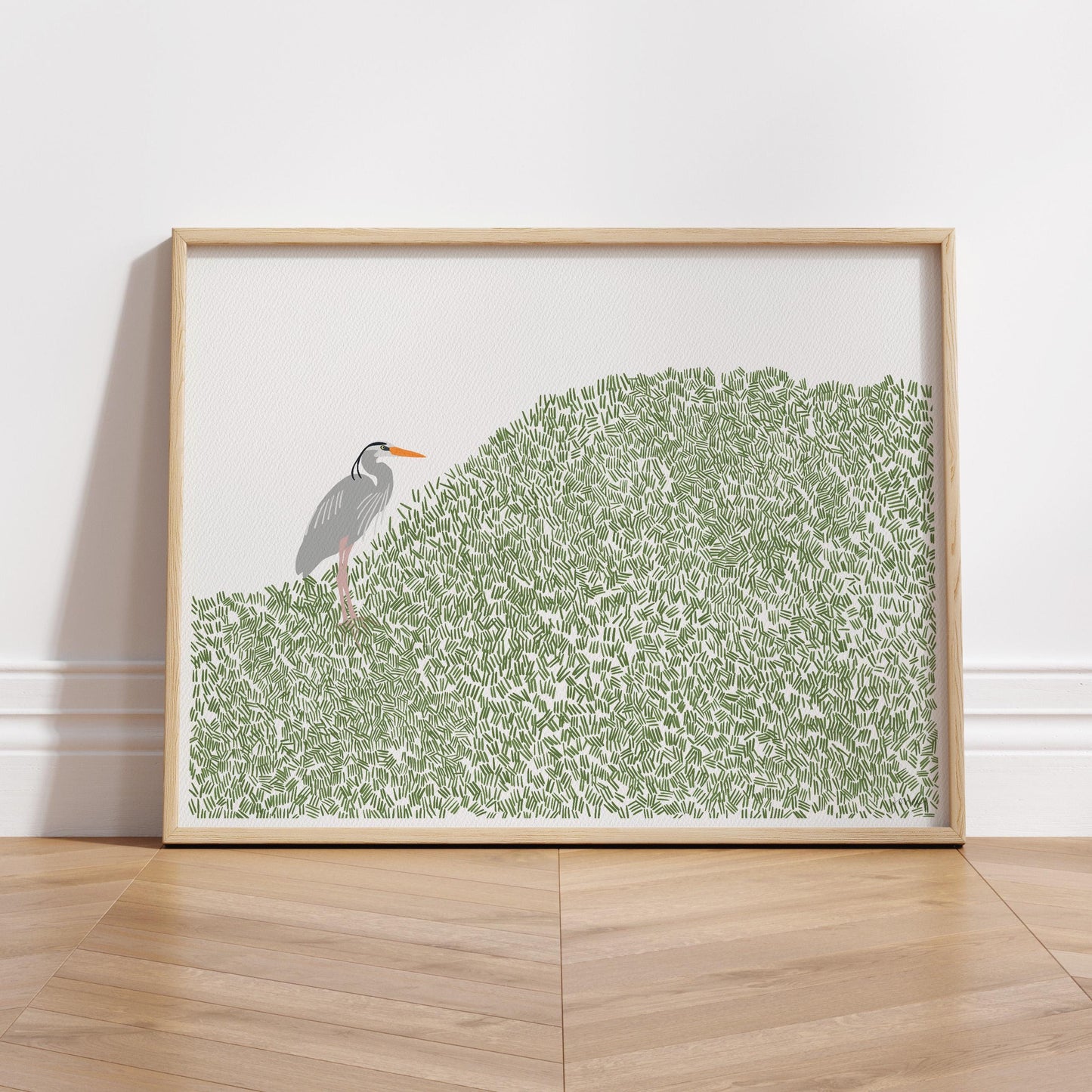 Heron on a Hill Print – Minimalist Coastal Wall Art | Signed - 251012