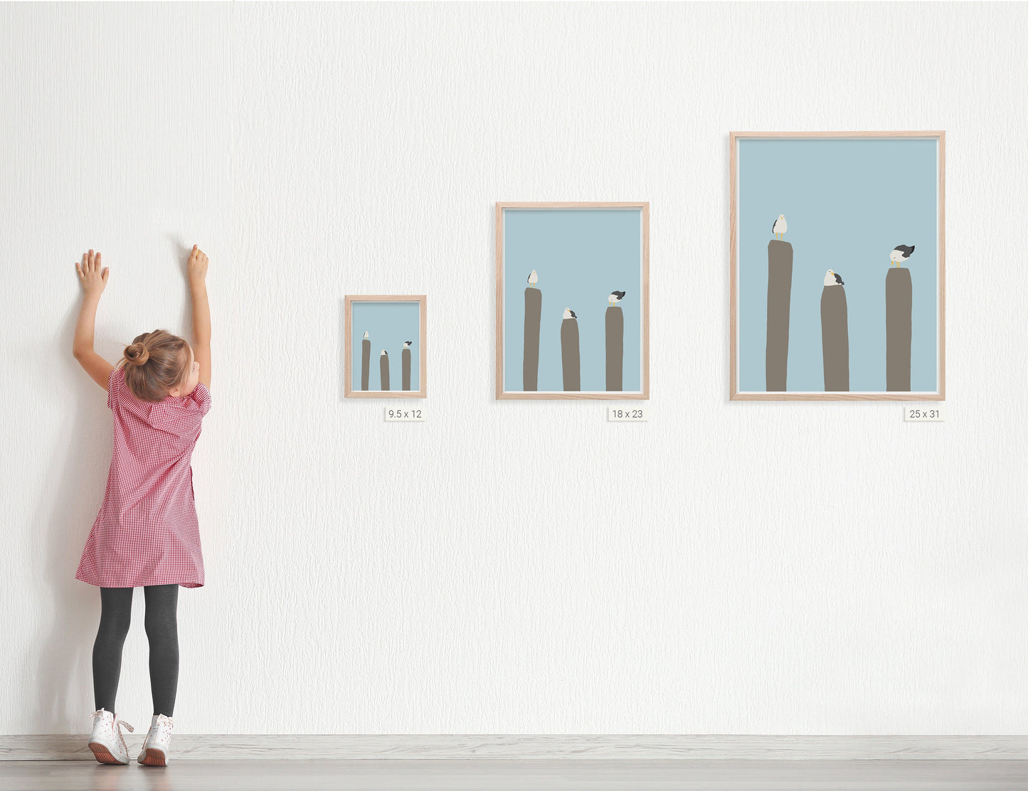 Seagulls Perched on Piers Art Print - Unframed or Framed - 130731