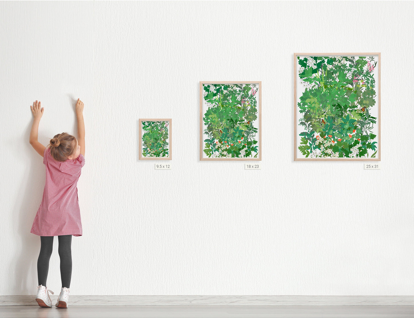 Mille Fleur with Butterflies Art Print - Unframed or Framed - 210507