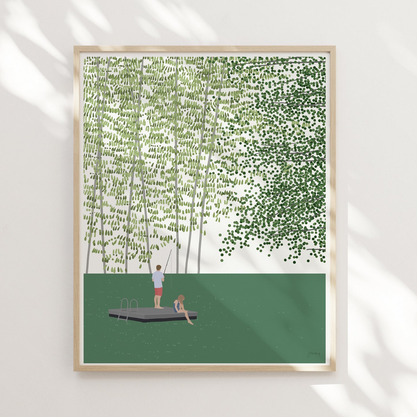 Kids Lake Fishing Art Print - Unframed or Framed - 220911