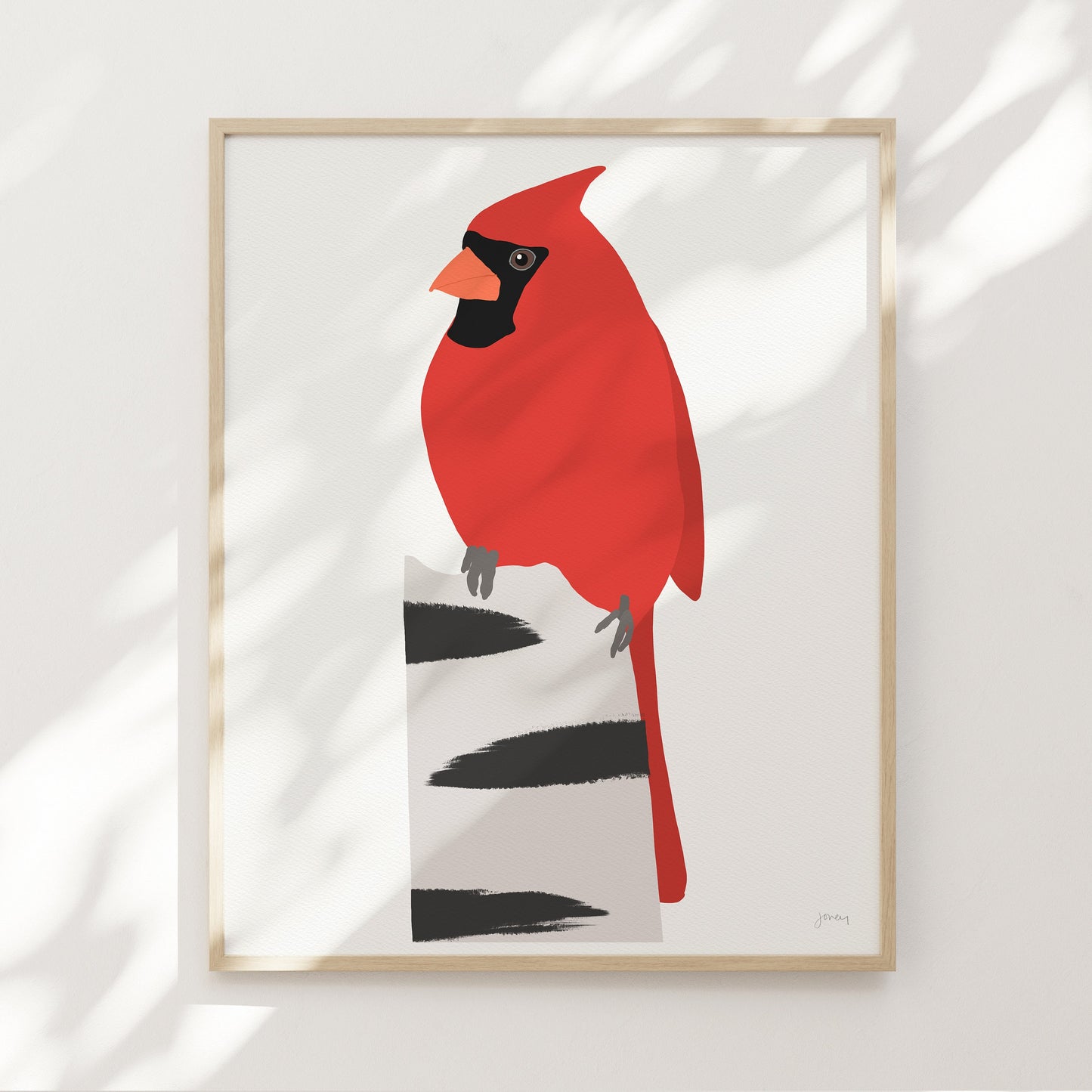 Cardinal in Birch Art Print - Unframed or Framed - 230121