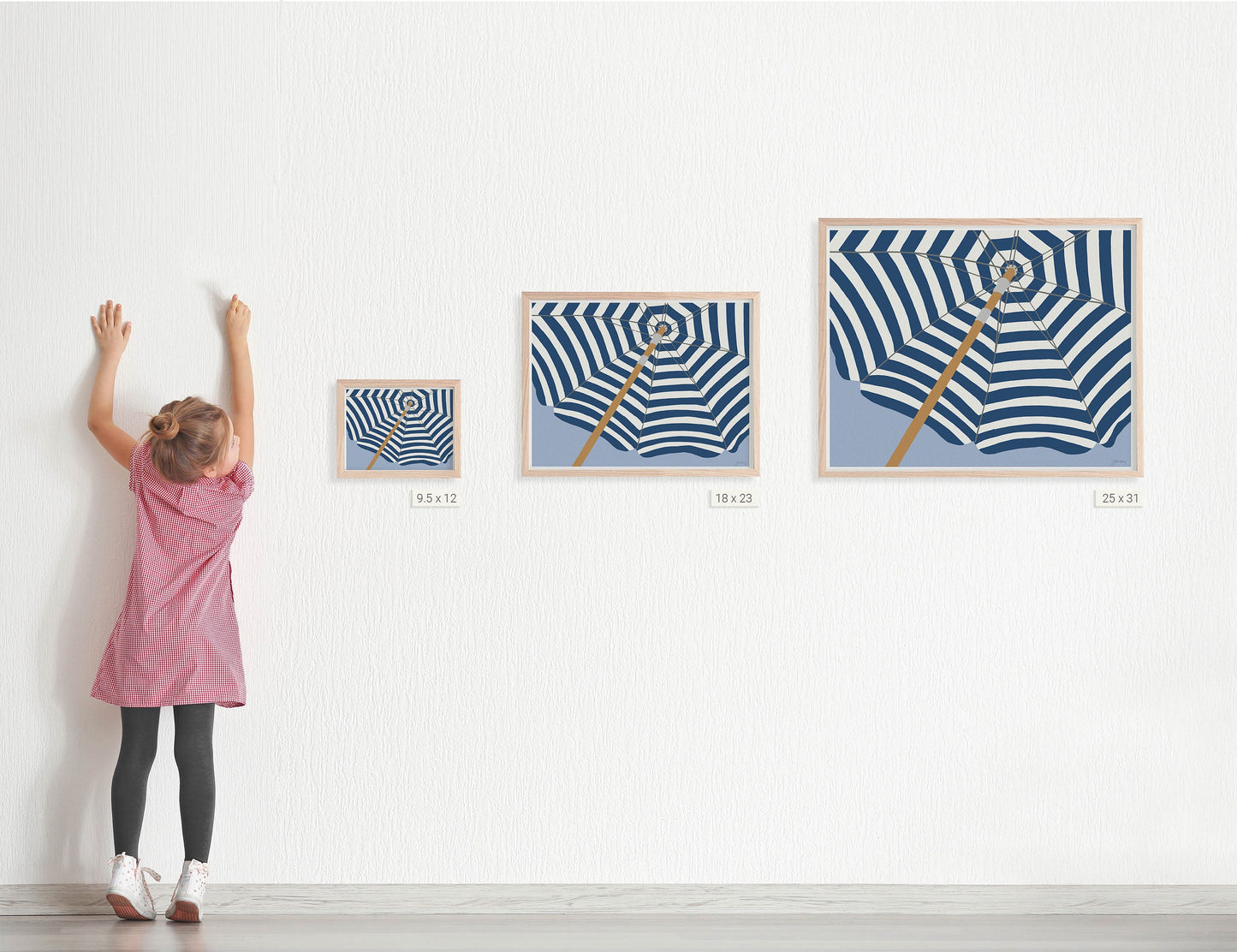 Navy Umbrella Art Print - Unframed or Framed - 240714