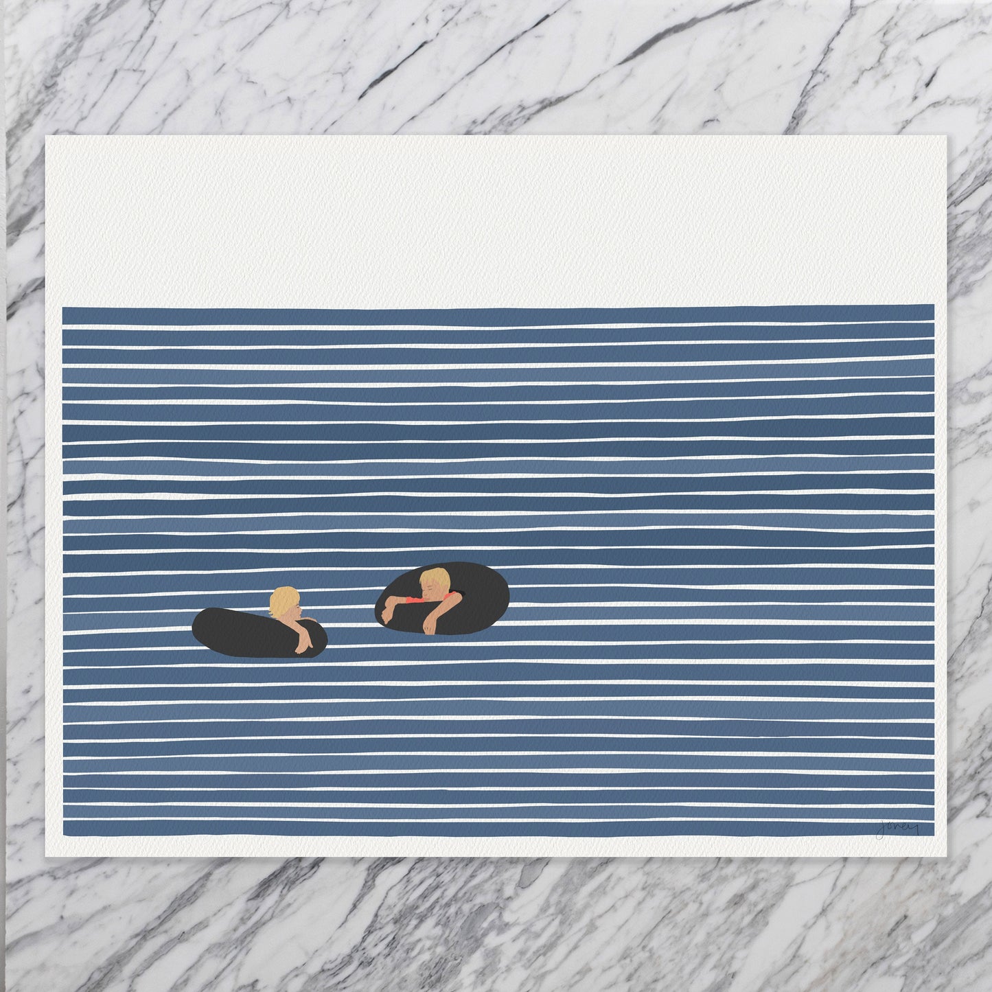 Boys in Inner Tubes Art Print - Unframed or Framed - 220917